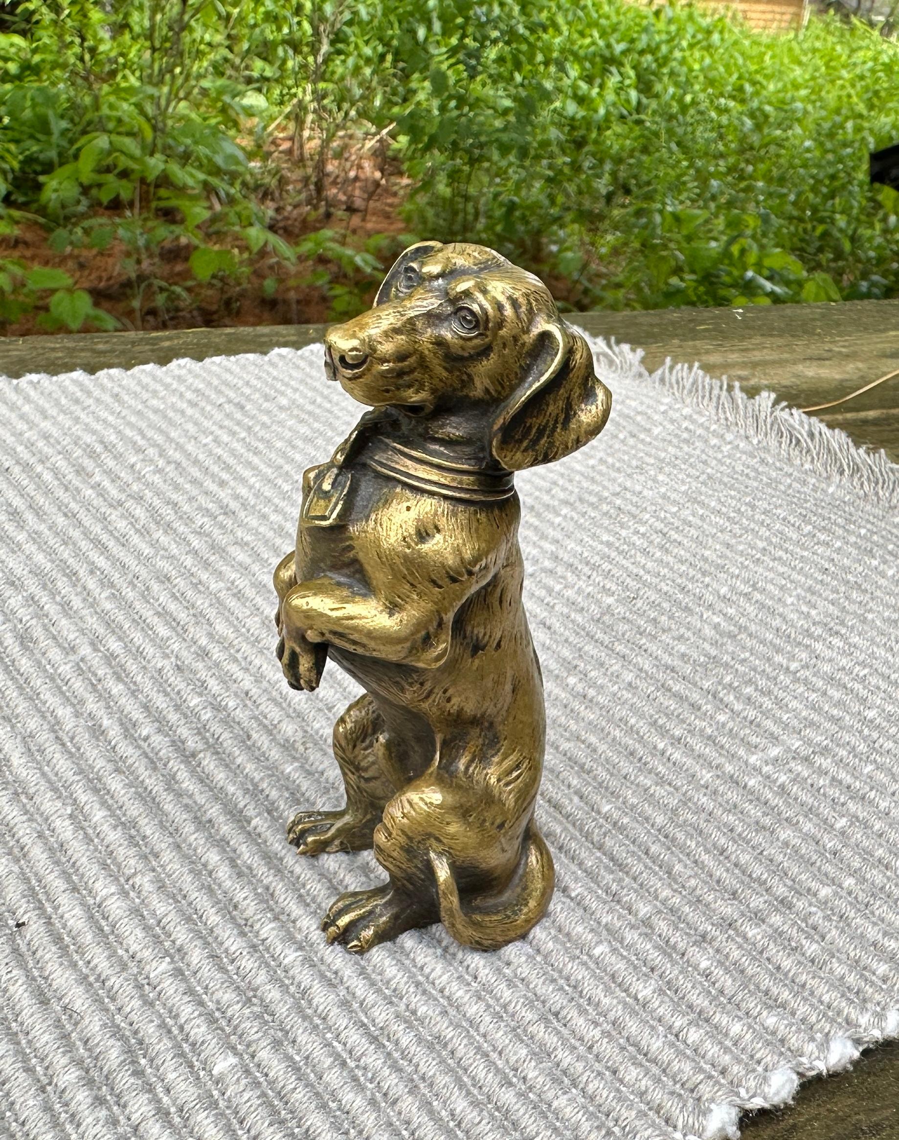 Dackel Hund Österreichisch Vienna Bronze Französisch CIRCA 1880 Miniatur Bronze 3
