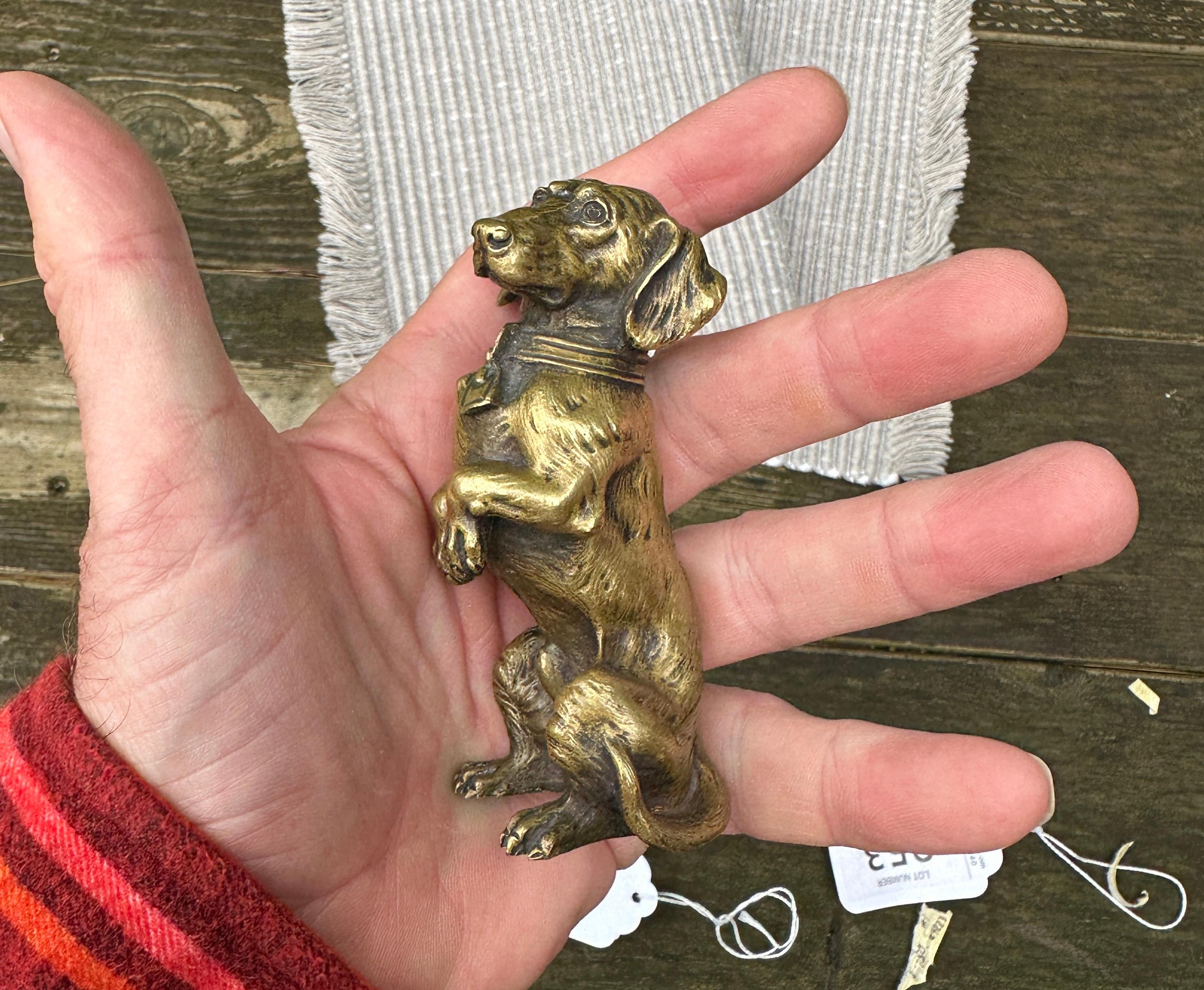 Dackel Hund Österreichisch Vienna Bronze Französisch CIRCA 1880 Miniatur Bronze 1