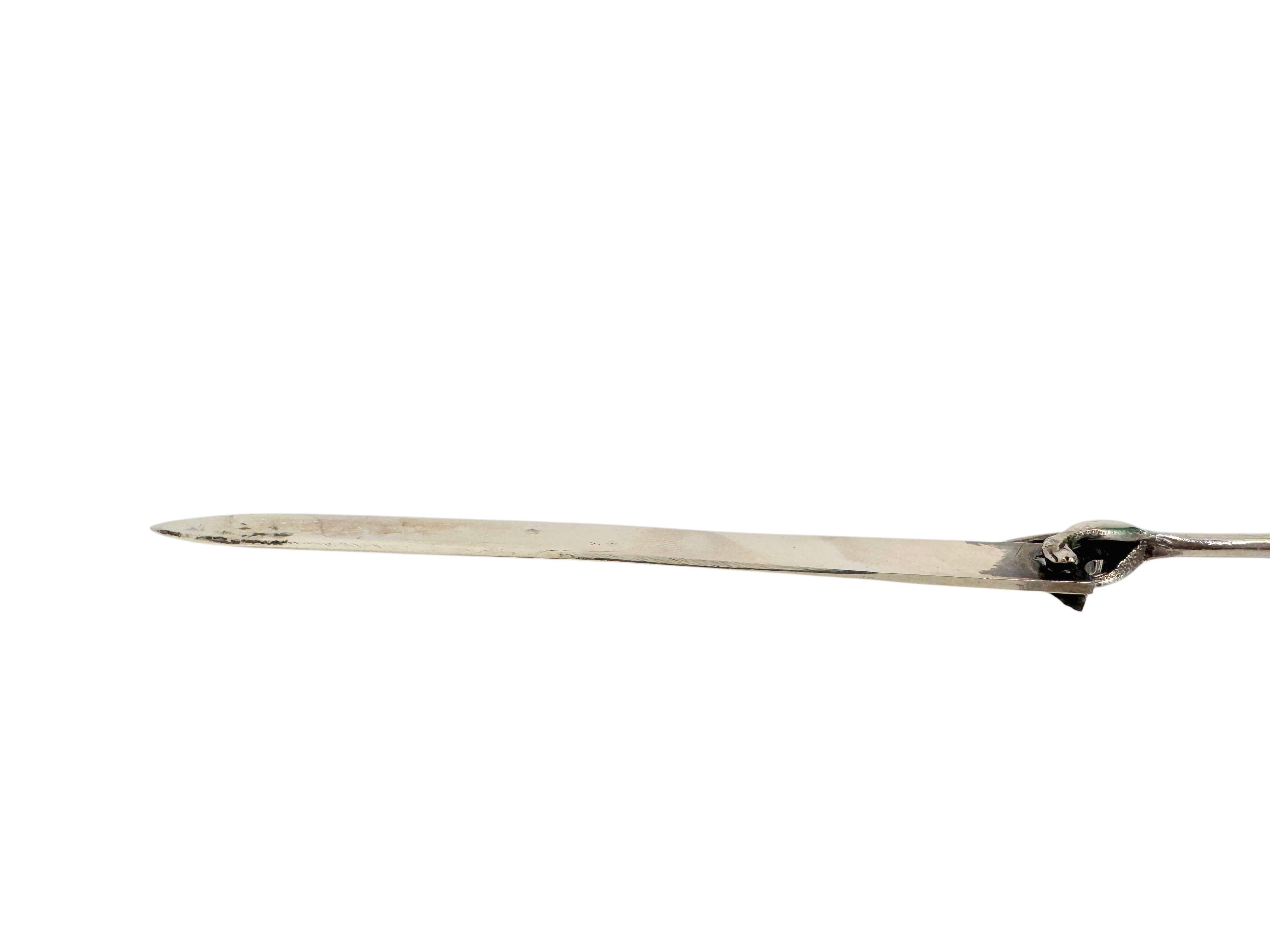 Art Nouveau Dachshund Dog Vienna Silver Plate Letter Opener, Antique Austria 1910s