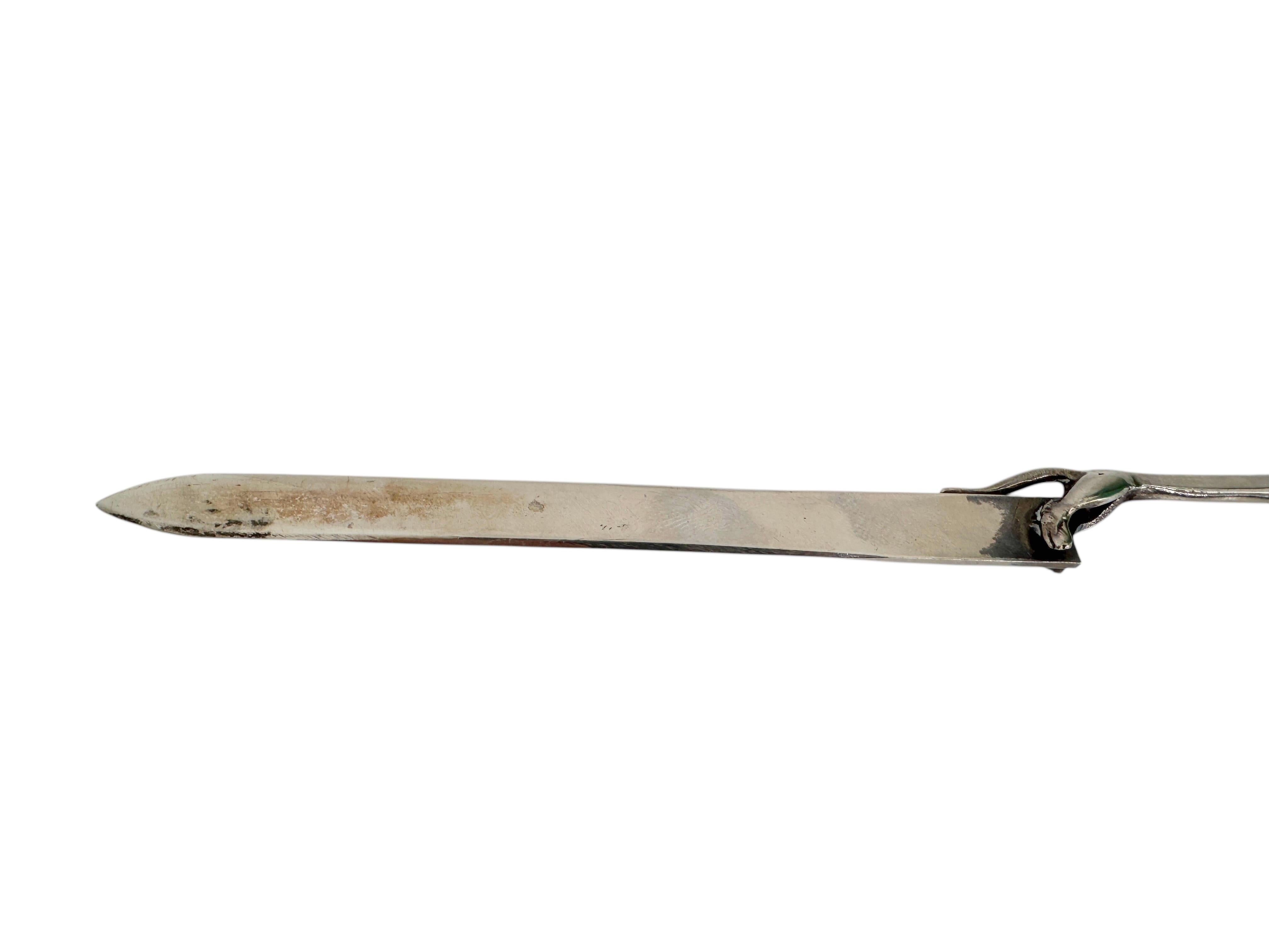 Early 20th Century Dachshund Dog Vienna Silver Plate Letter Opener, Antique Austria 1910s