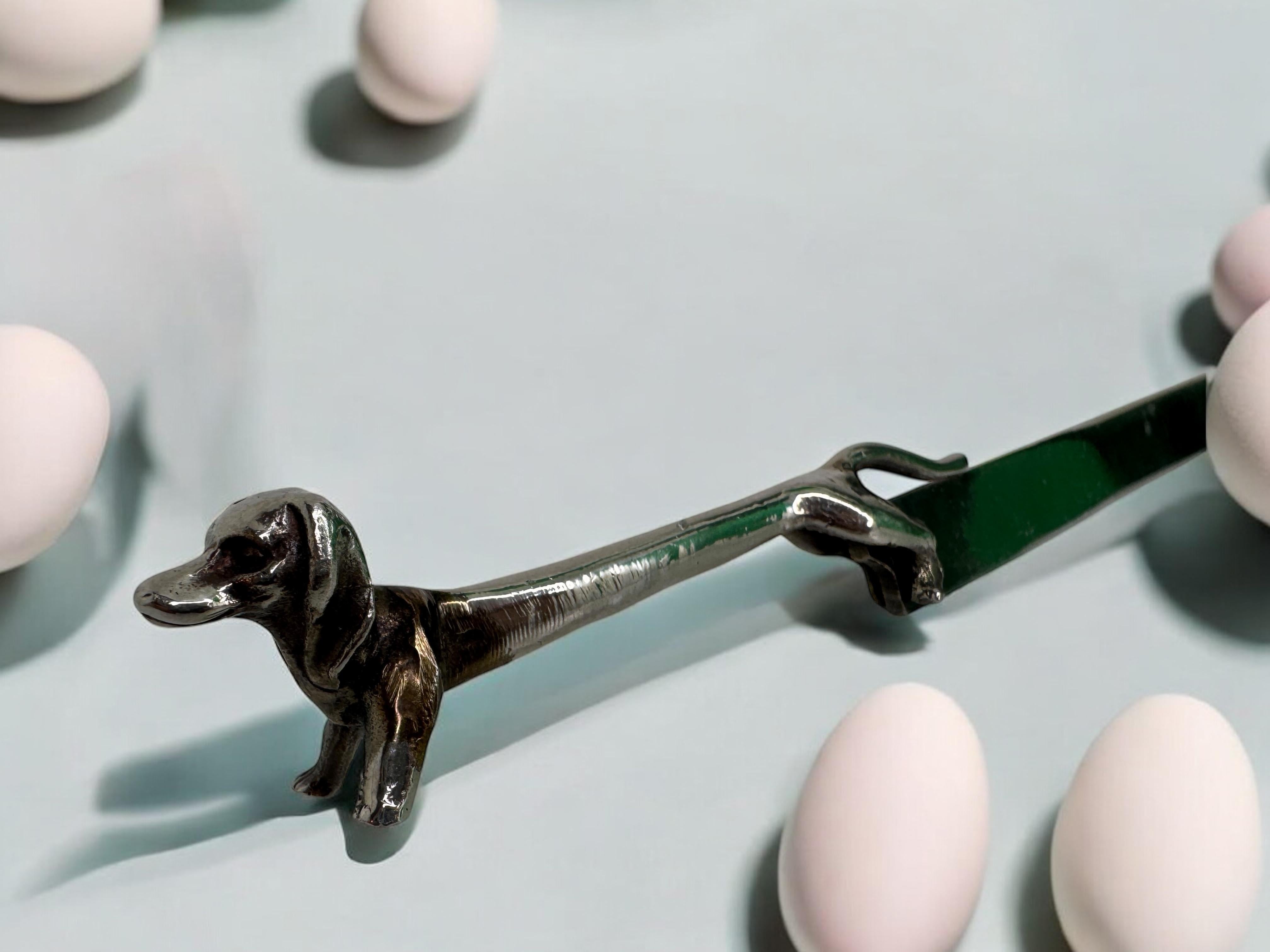Dachshund Dog Vienna Silver Plate Letter Opener, Antique Austria 1910s 2