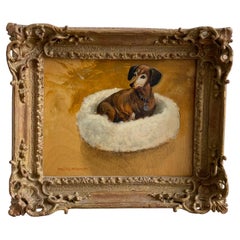 Dachshund, Oil on Board, Henry Koehler