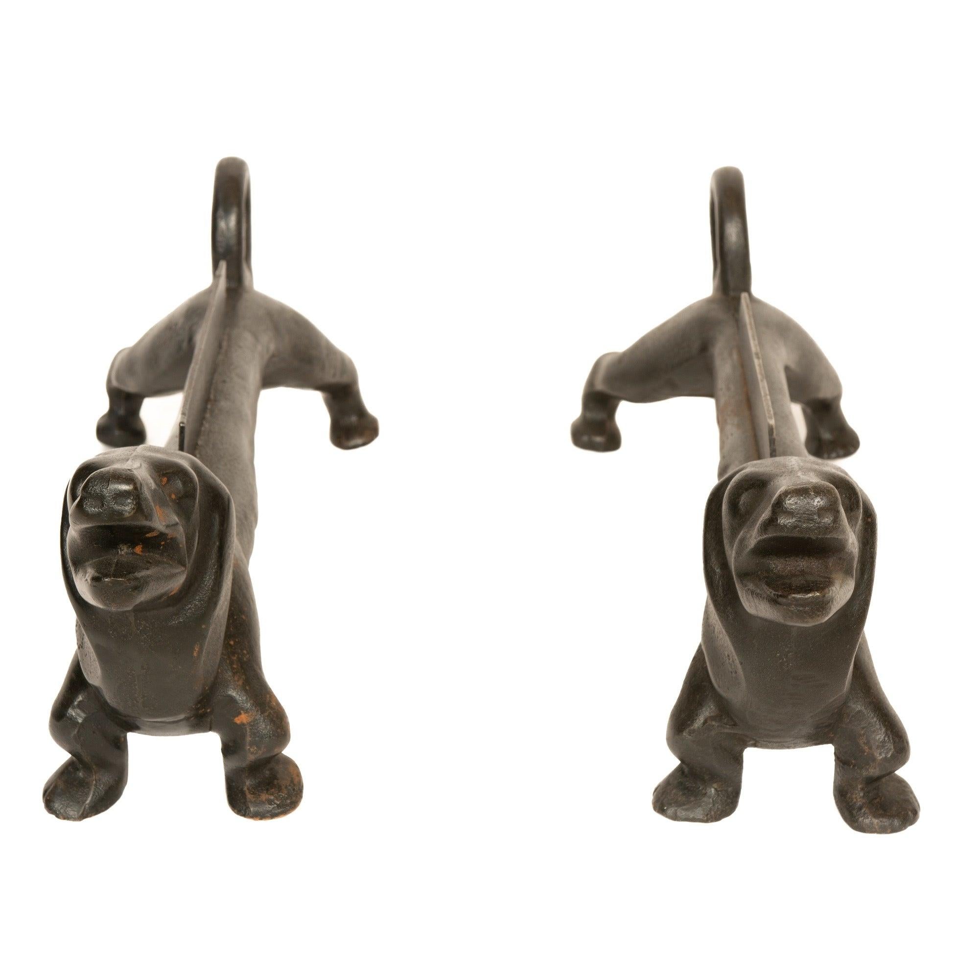 Dachshund Shaped boot scraper/andirons In Excellent Condition For Sale In Sagaponack, NY