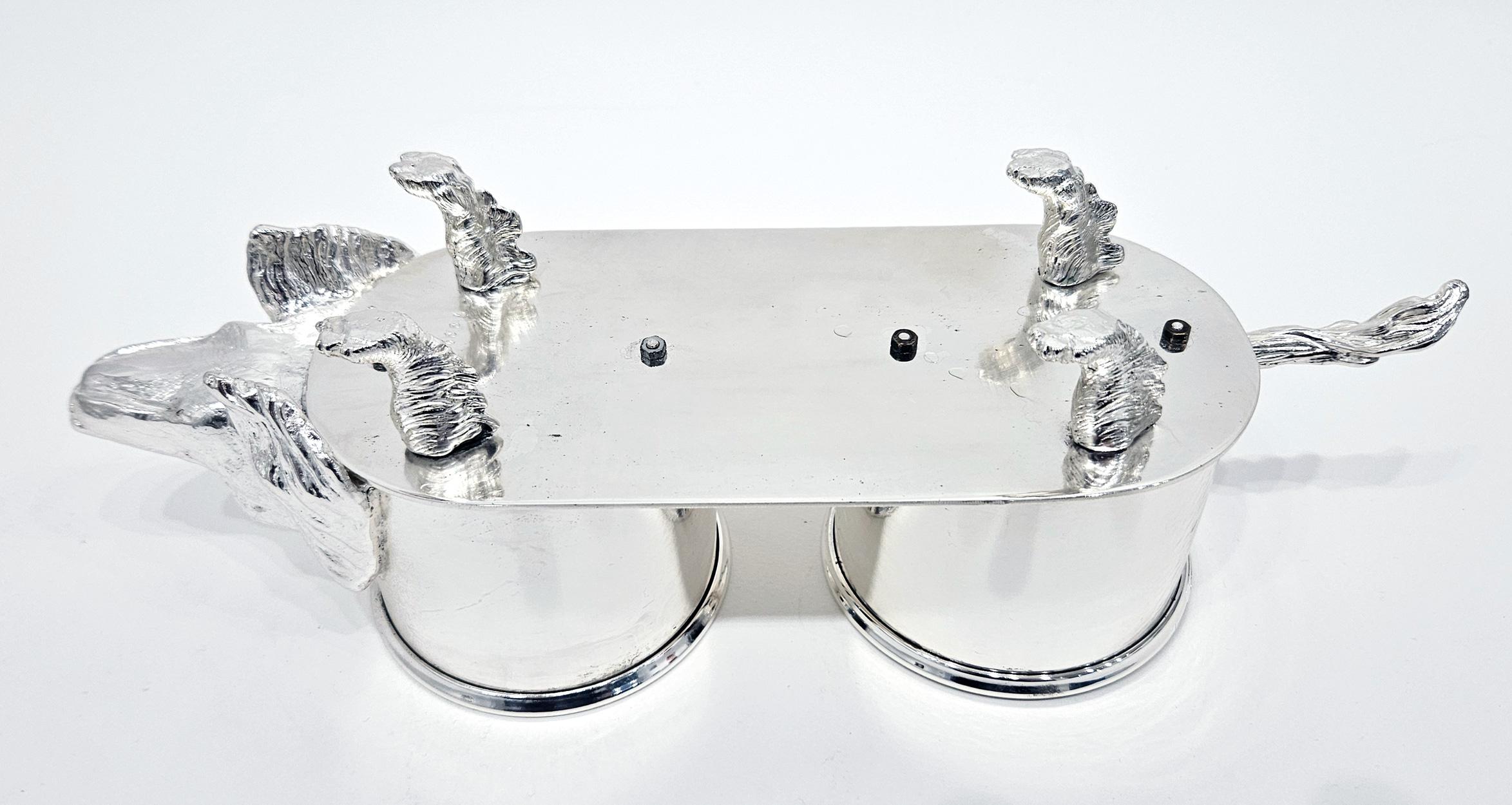 Dachshund / Teckel Dog-Shaped Silver Plated Wine Bottle Stand/Holder, c. 1950 For Sale 5