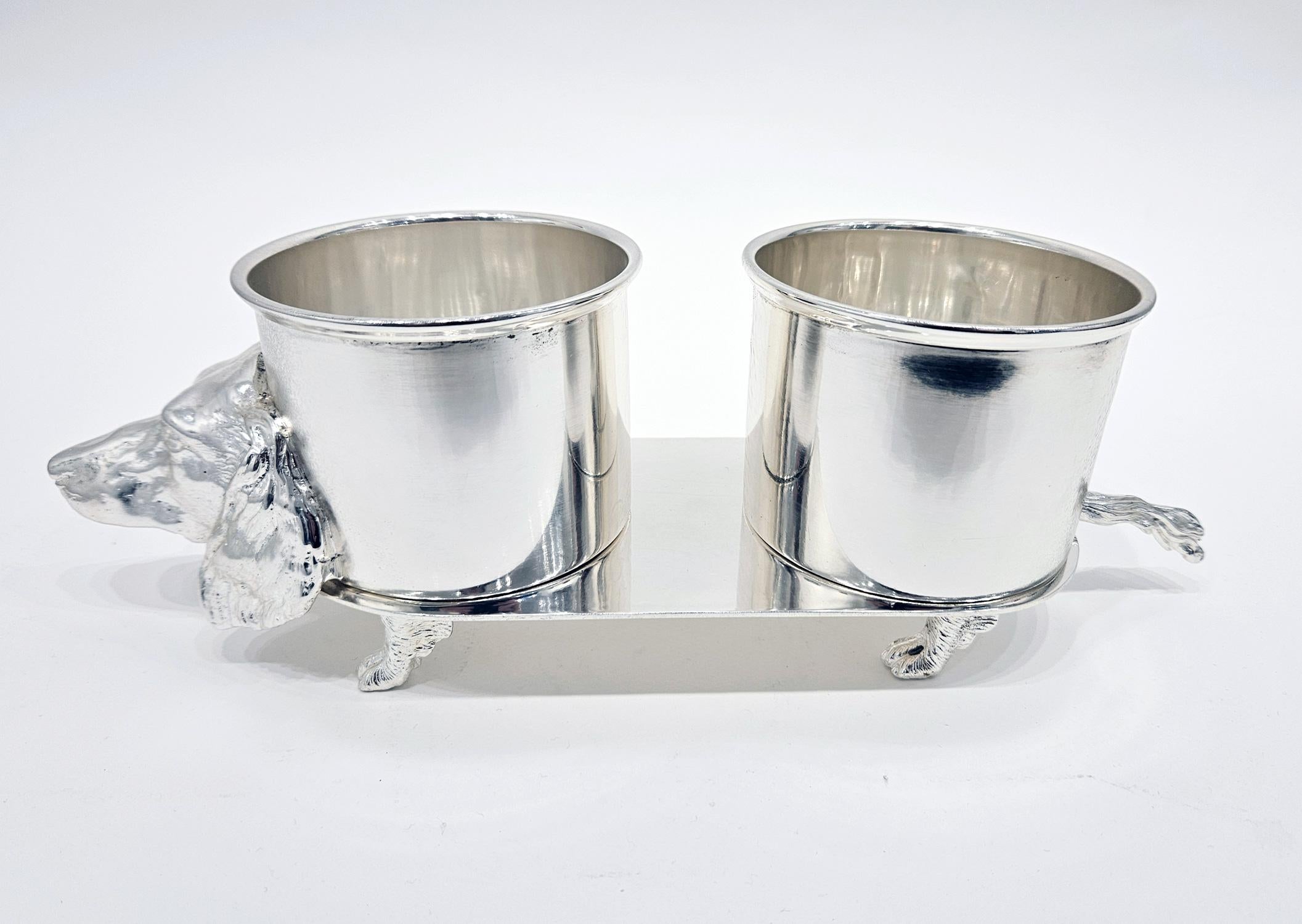 Dachshund / Teckel Dog-Shaped Silver Plated Wine Bottle Stand/Holder, c. 1950 For Sale 9