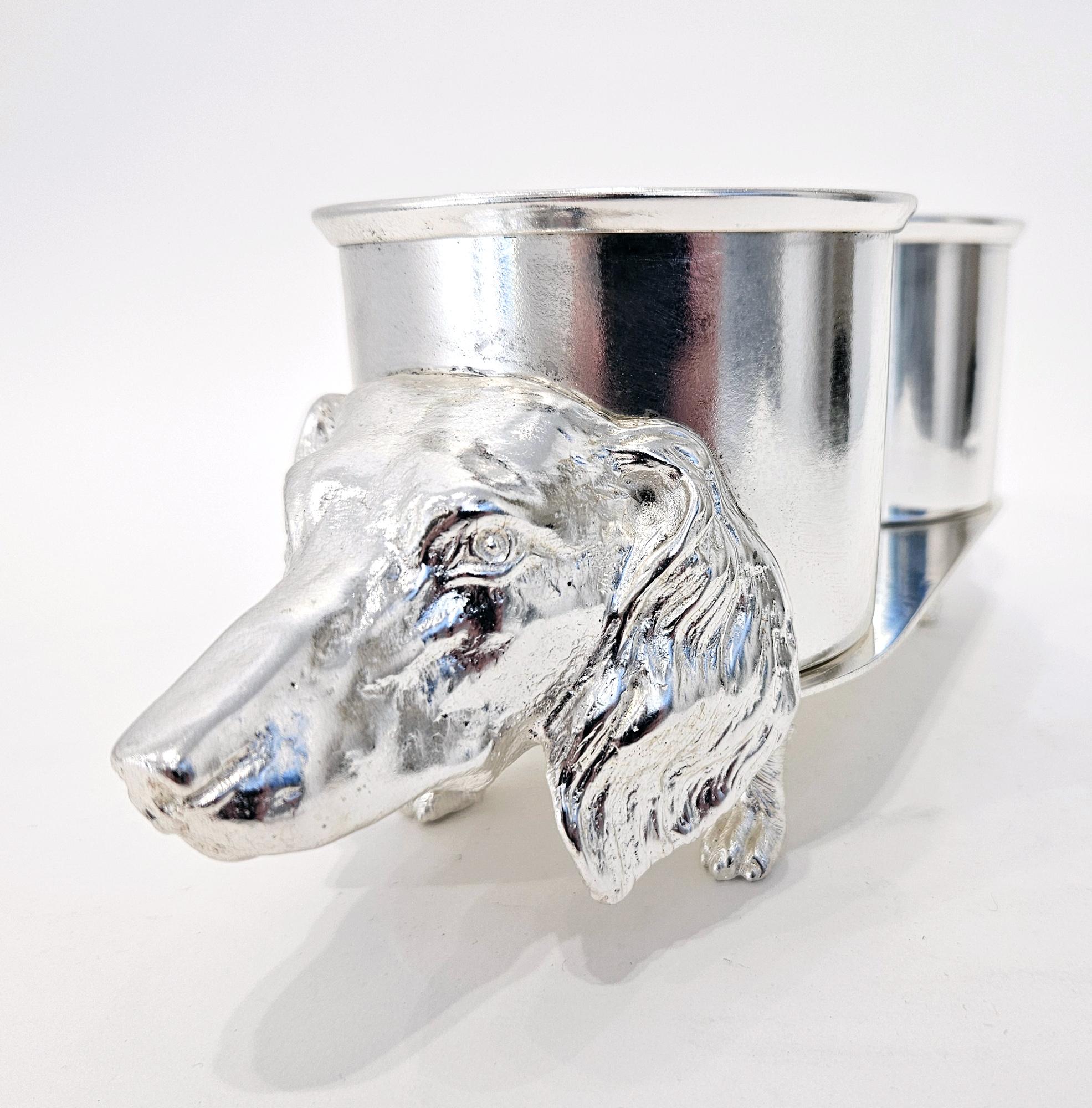 Dachshund / Teckel Dog-Shaped Silver Plated Wine Bottle Stand/Holder, c. 1950 For Sale 12