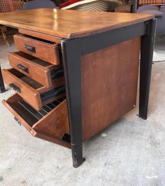 Dactylo Desk, Bureau Dactylo, Jean Prouvé, circa 1941, France, Oak and Metal
