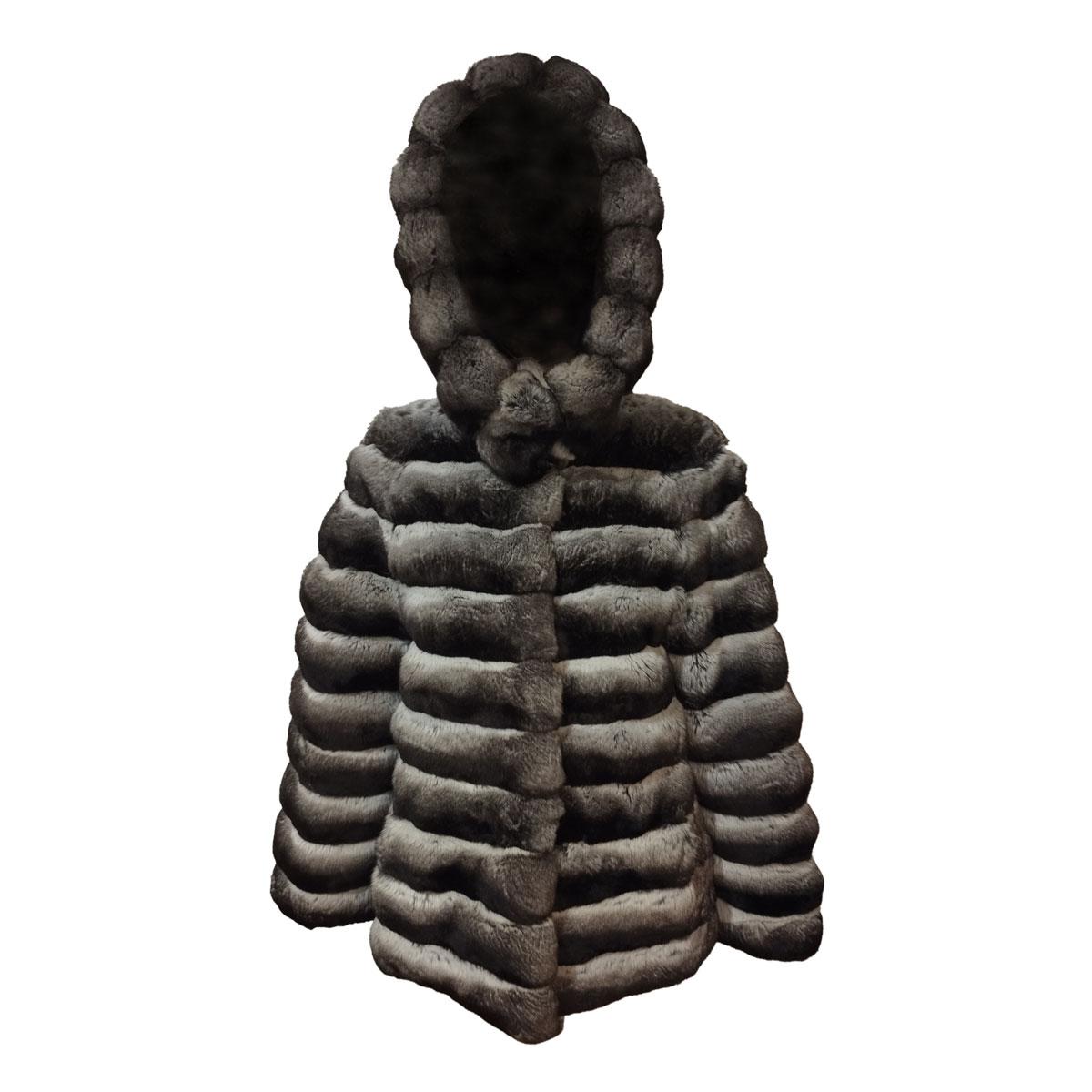 Nero DAD Milano X Franz Kraler Cappotto in pelliccia di cincillà IT 42 in vendita