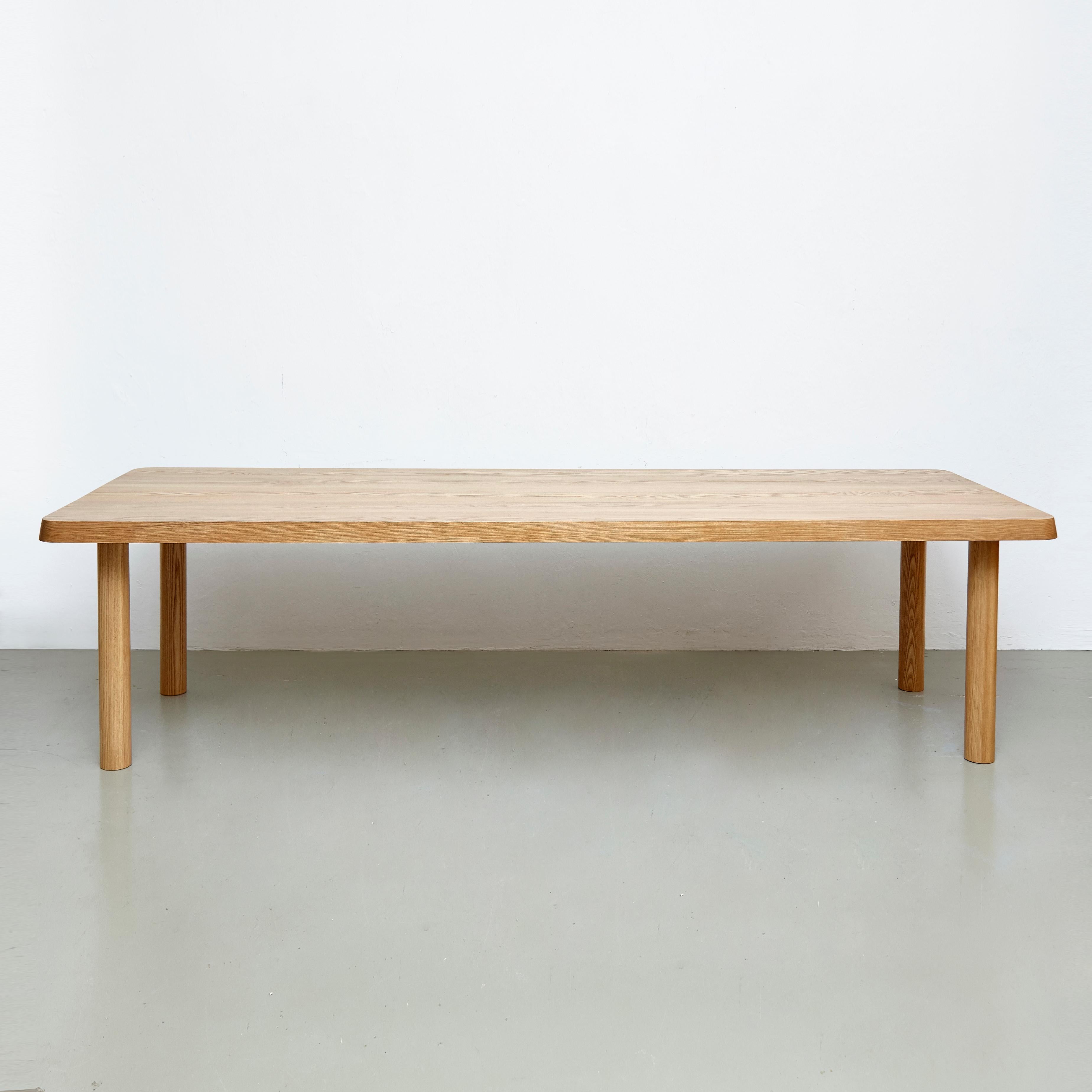Large dining table by Dada Est. 
Manufactured in Barcelona, 2017.

ash wood with a system of sandwich, outer thin layers of massive wood.

Measures: 112.5 cm D x 290 cm W x 75 cm H.

There is the possibility of making it in different measures and
