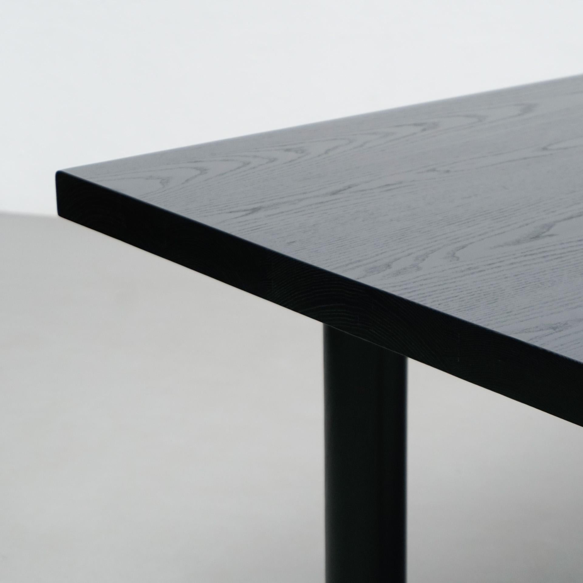 Mid-Century Modern Dada Est. Contemporary Solid Ash Wood Black Lacquered Dining Table For Sale