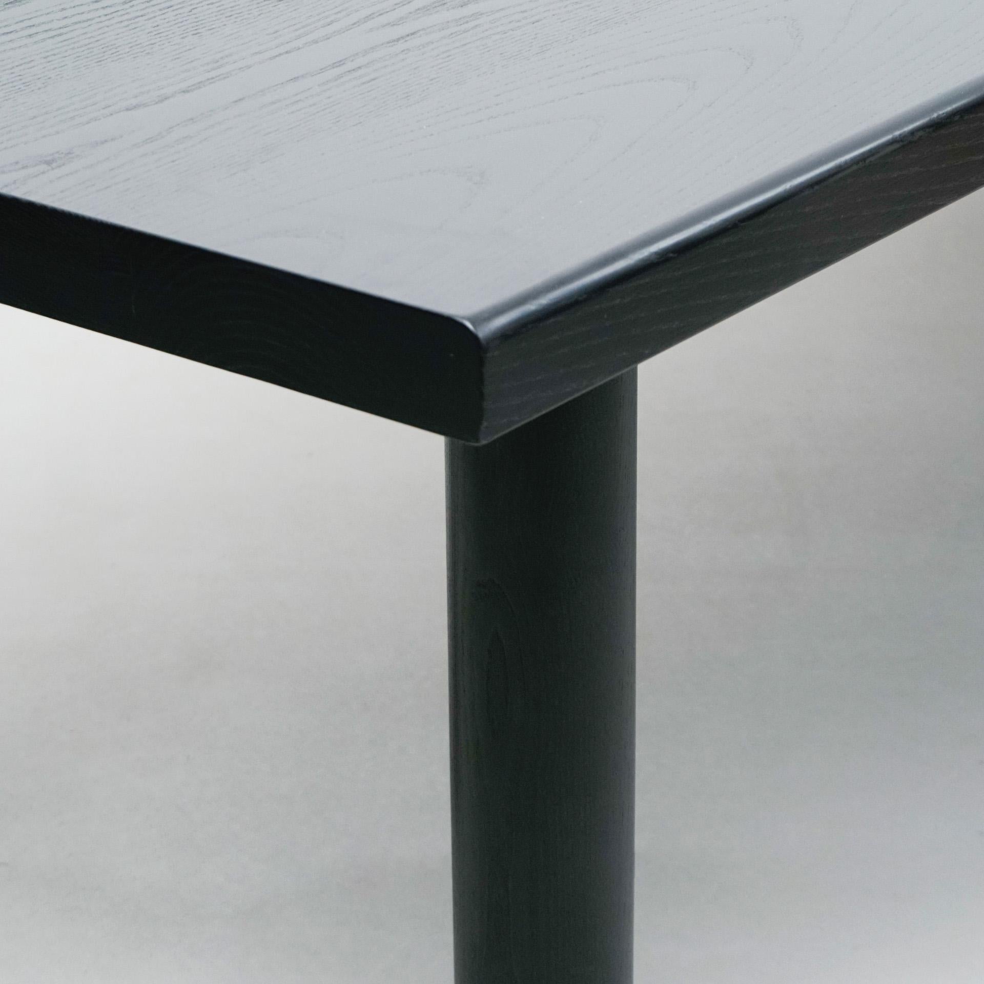 Spanish Dada Est. Contemporary Solid Ash Wood Black Lacquered Dining Table For Sale