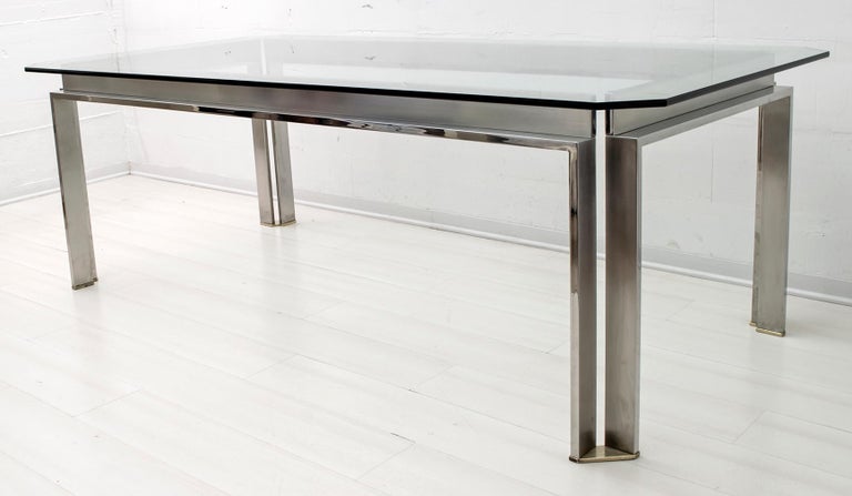 Dada Industrial Design Mid-Century Modern Italian Steel Dining Table, 1970s In Good Condition For Sale In Cerignola, Puglia
