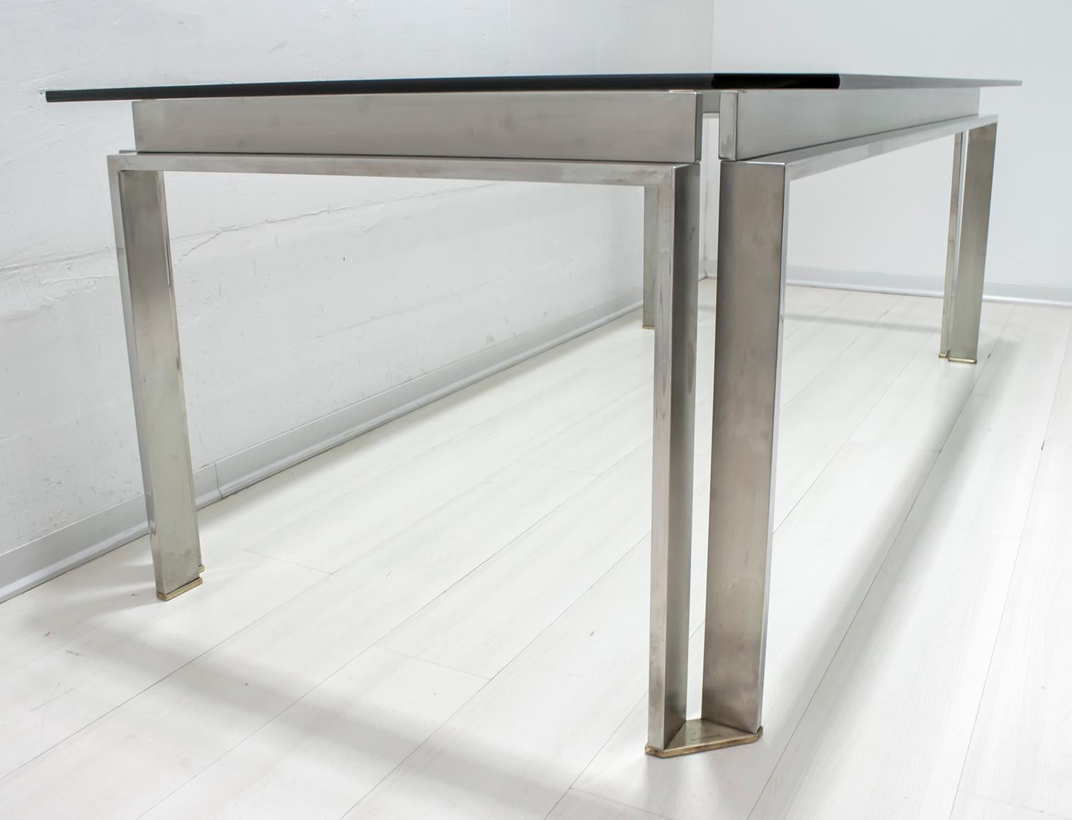 Late 20th Century Dada Industrial Design Mid-Century Modern Italian Steel Dining Table, 1970s For Sale
