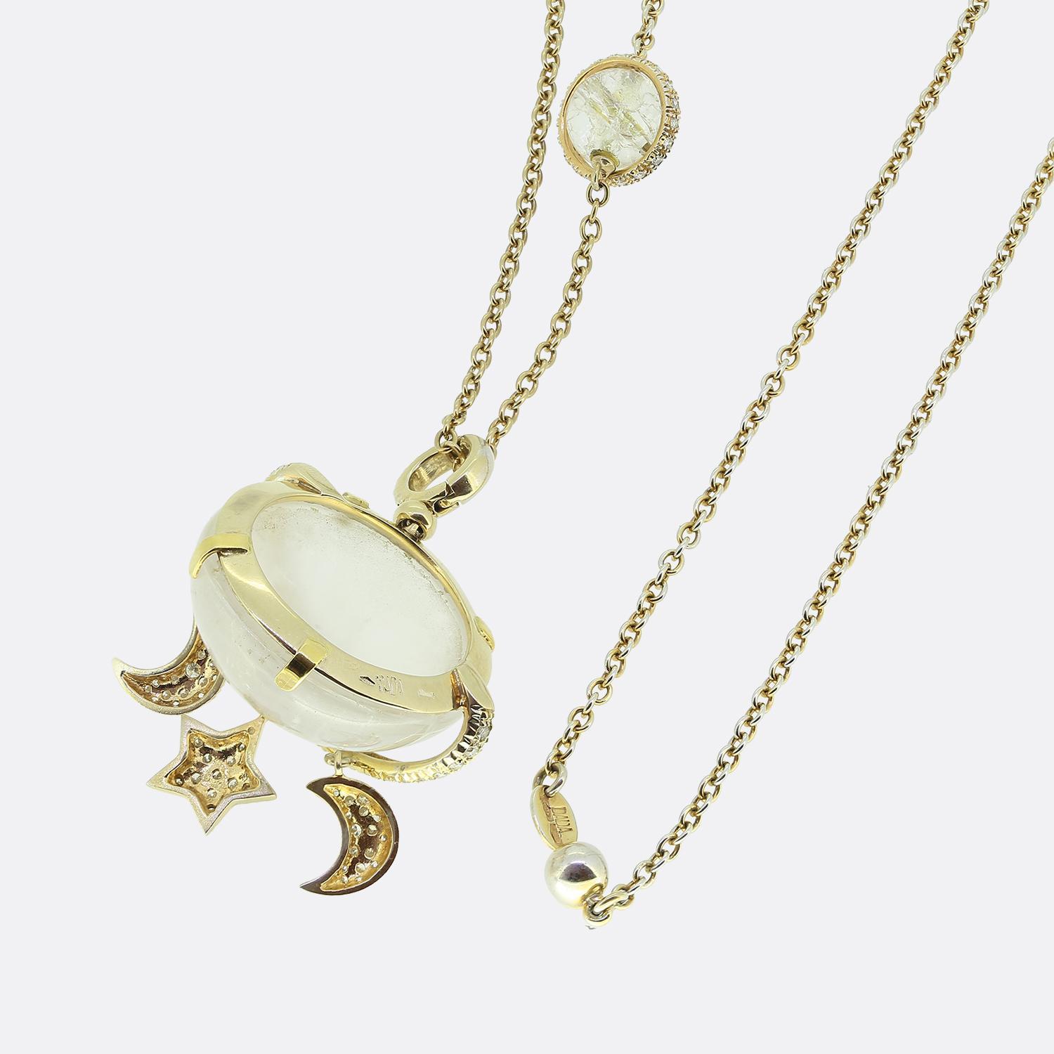 DADA Moonstone and Diamond Necklace In Good Condition For Sale In London, GB