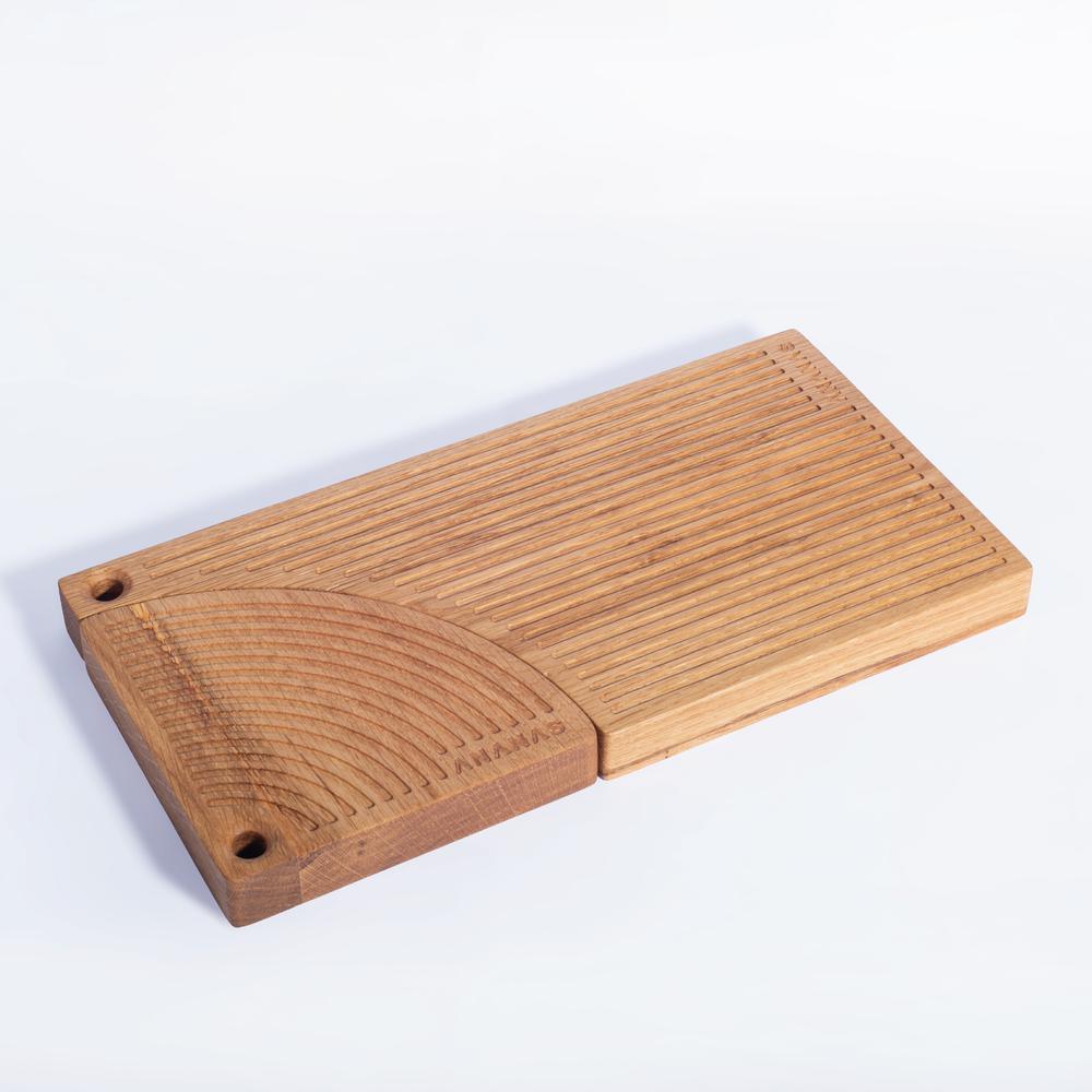 Hand-Crafted DADA, Natural Oak Wood Platter, Serving Presentation Set