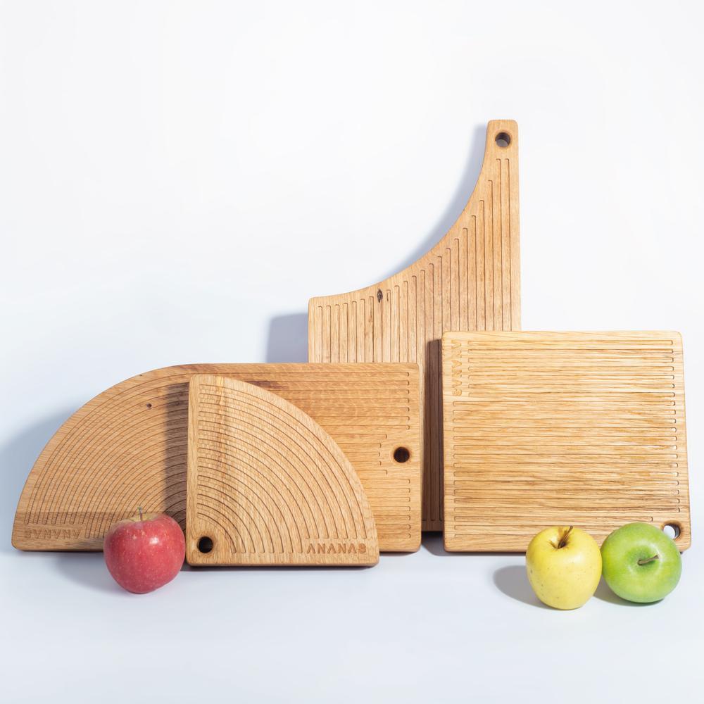 Contemporary DADA, Natural Oak Wood Platter, Serving Presentation Set
