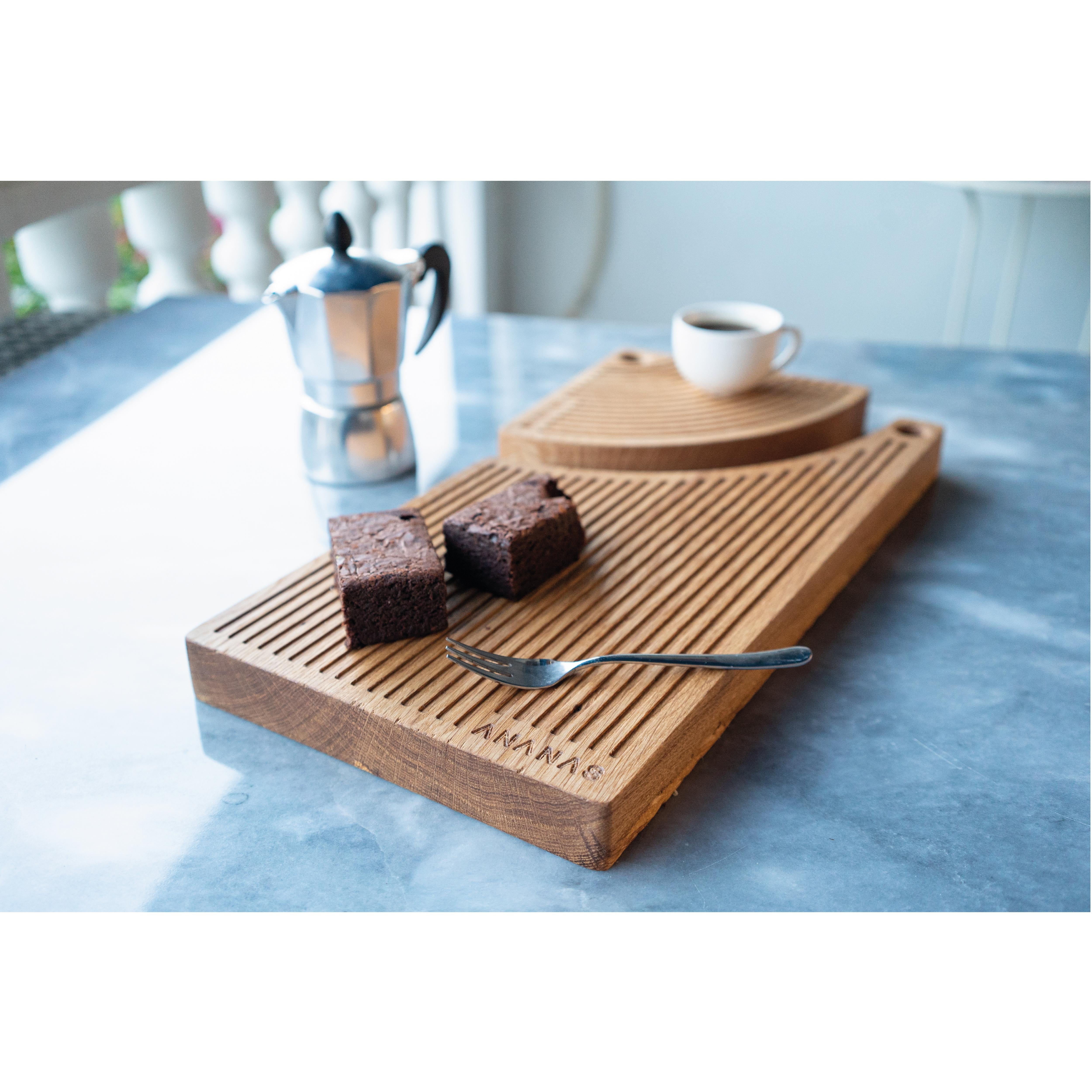 Scandinavian Modern DADA, Natural Oak Wood Platter, Serving Presentation Set