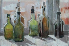 Rum Bottles - 21st Century Contemporary Still Life Oil Painting