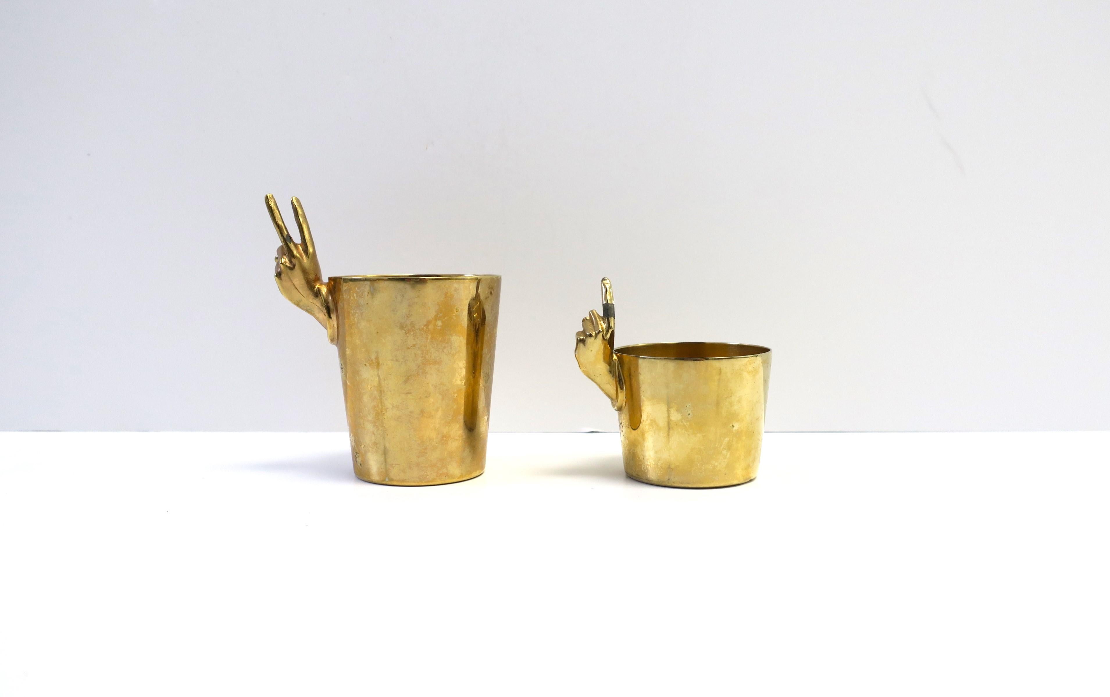 Mid-Century Modern Surrealist DaDa Style Gold Plated Finger Jigger Shot Glasses, Set of 2