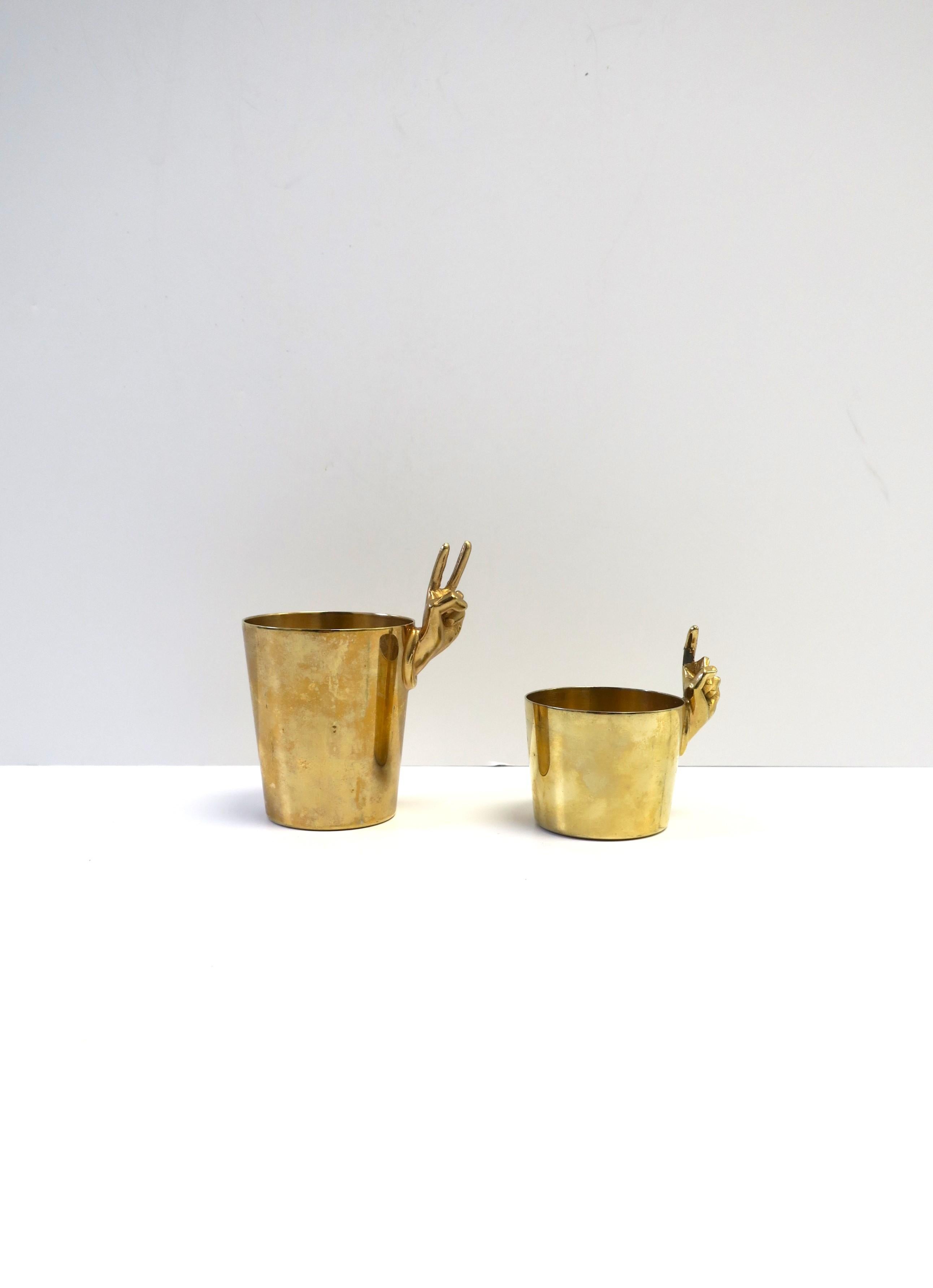 American Surrealist DaDa Style Gold Plated Finger Jigger Shot Glasses, Set of 2