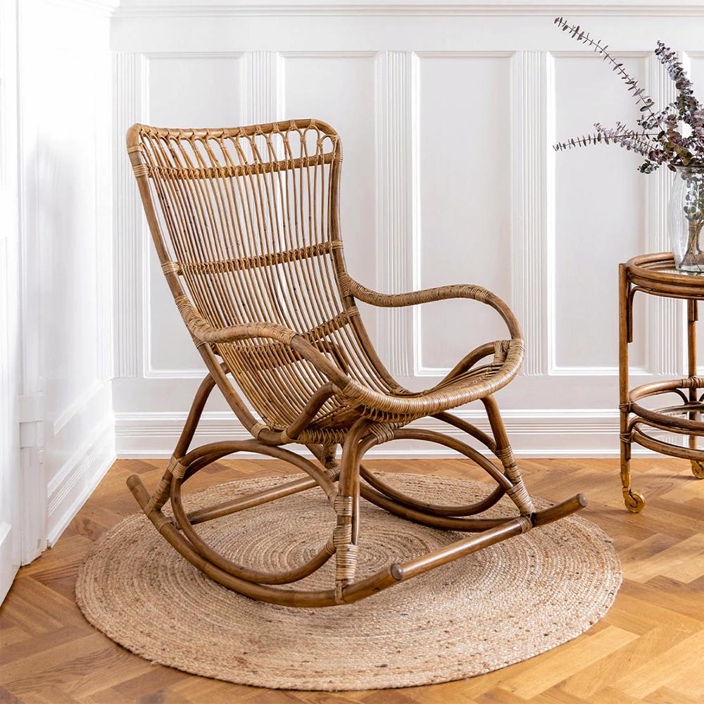 Rattan Daddy Brown Rocking Chair For Sale
