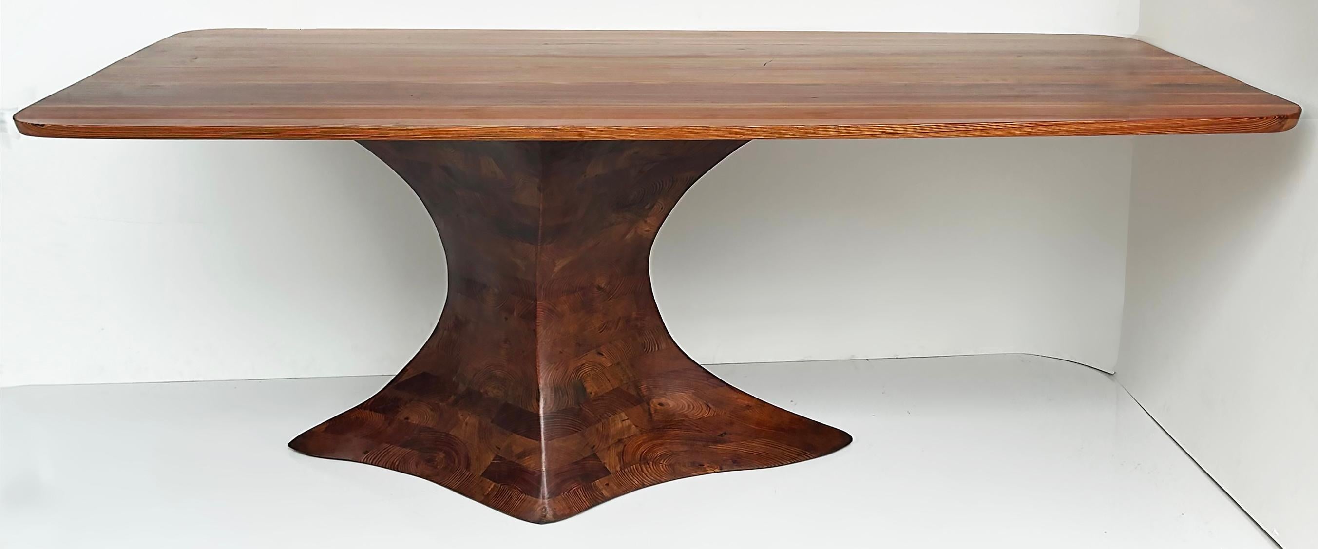 American Dade County Pine Sculptural Studio Dining Table, Ray Pirello Woodworking  For Sale