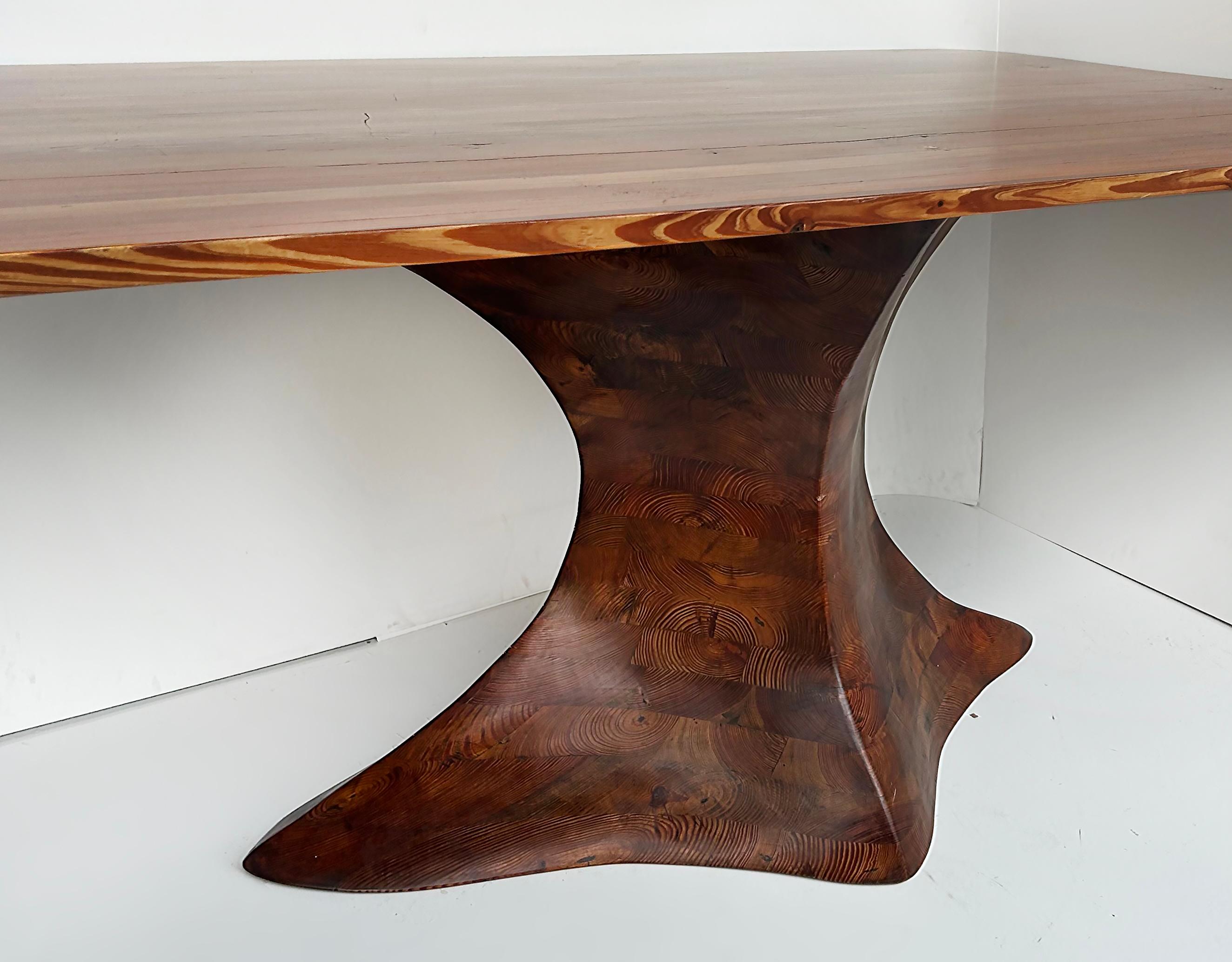Dade County Pine Sculptural Studio Dining Table, Ray Pirello Woodworking  In Good Condition For Sale In Miami, FL