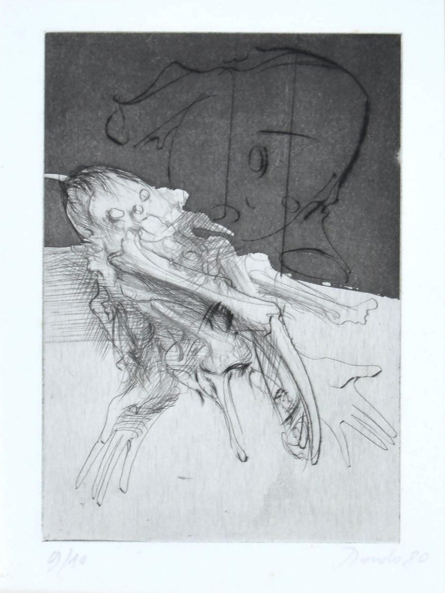 Dado (Miodrag Djuric) Abstract Print - Figure - Etching by Dado - 1980