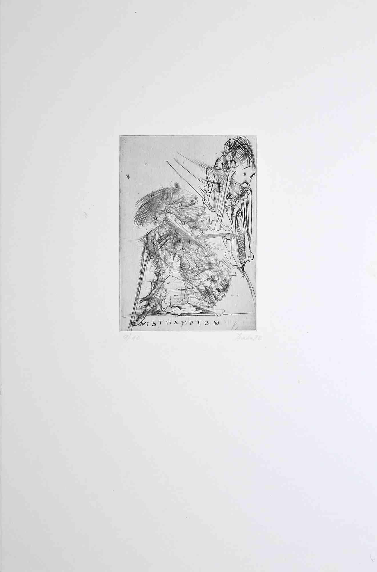 Abstract Print de Dado (Miodrag Djuric) - West hempton - Aguafuerte de Miodrag Djuric - 1980