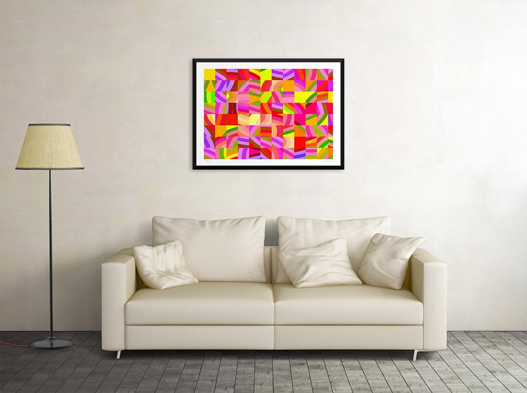 Dimensions de l'image 49 x 70 cm

Candy Wrapper 2 est une magnifique impression giclée réalisée par l'artiste contemporain Dadodu en 2009.

Cette œuvre d'art originale est divisée en carrés remplis de formes colorées dépareillées.

Signé à la main