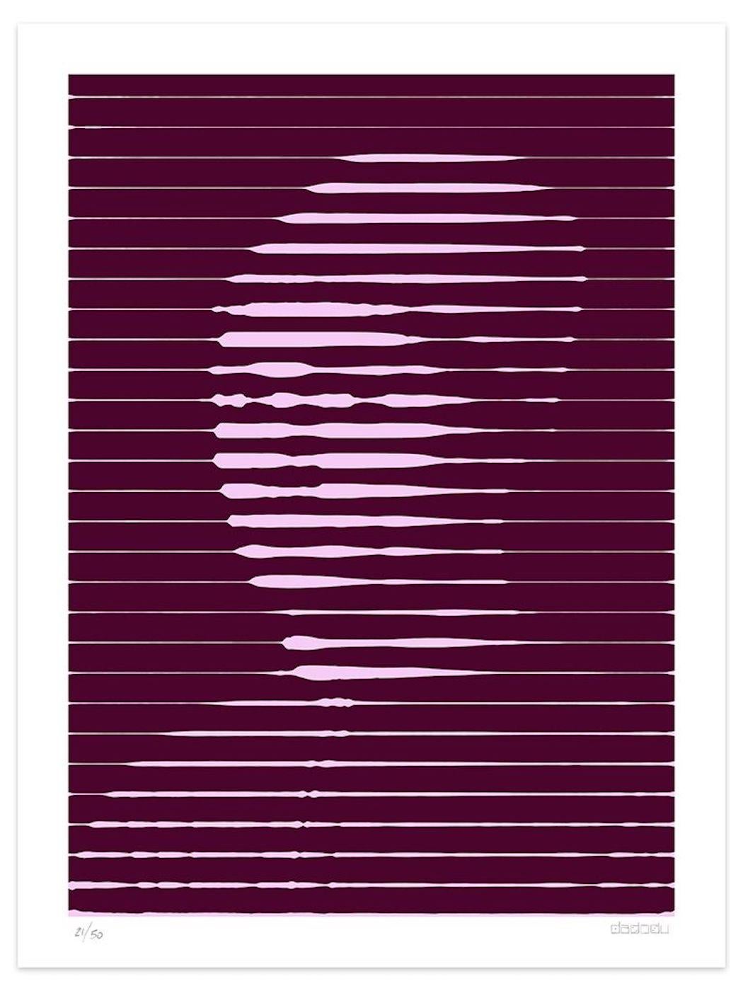 Image dimensions: 60 x 43.2 cm.

Pink Lines is an outstanding giclée print realized by the contemporary artist Dadodu in 2016.

This original artwork represents Portrait of a Man by Antonello da Messina with horizontal pink lines on a dark red