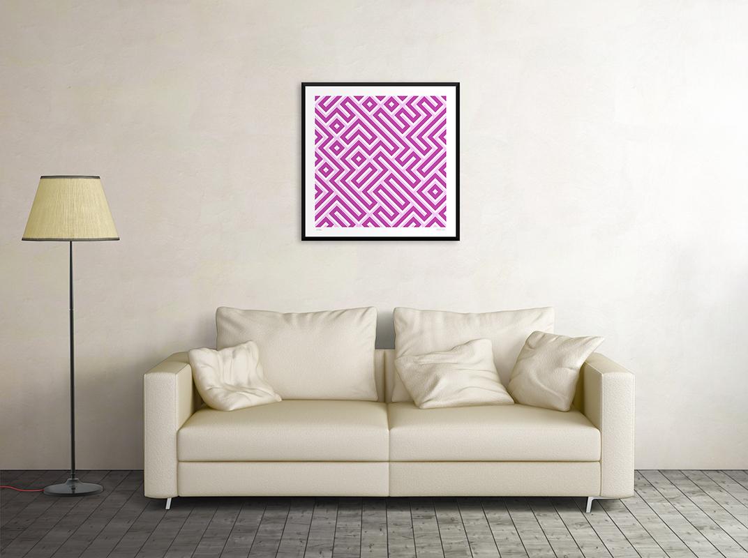 Image dimensions 50 x 450 cm

Sauerlandpark Hemer is a mesmerizing giclée print realized by the contemporary artist Dadodu in 2008.

This original artwork represents a labyrinth through a pink path and white walls. The maze refers to the namesake