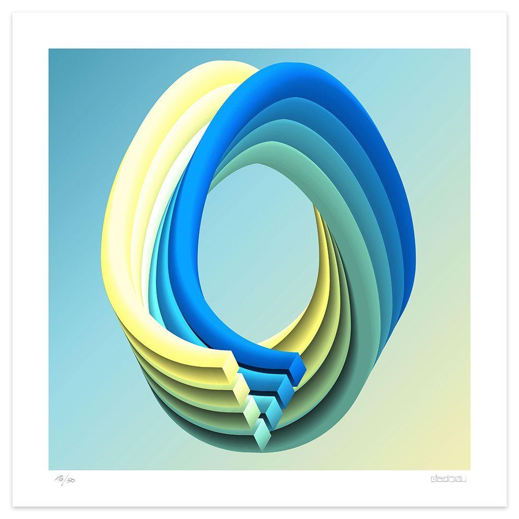 Stand Egg is a beautiful giclée print realized by the contemporary artist Dadodu in 2019.

This original artwork shows an abstract composition with three-dimensional shapes.

Hand-signed on the lower right "Dadodu" and numbered on the lower left.