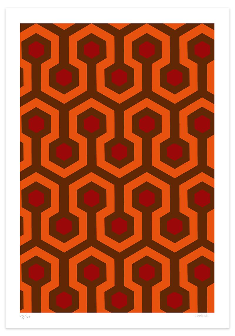 The Shining is an interesting giclée print realized by the contemporary artist Dadodu in 2016.

This original artwork represents the famous geometrical pattern of the carpet in the film The Shining, directed by Stanley Kubrick.

Hand-signed on the