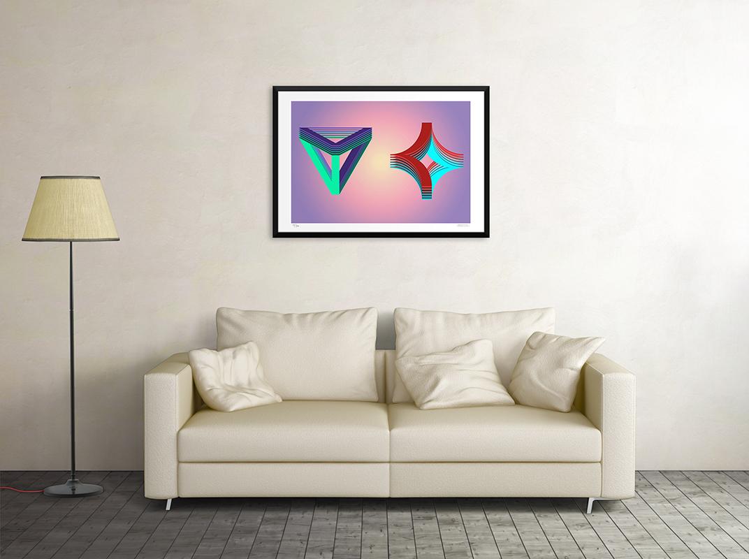 Trapezoid is an outstanding giclée print realized by the contemporary artist Dadodu in 2019.

This original artwork shows an abstract composition with three-dimensional shapes.

Hand-signed on the lower right 