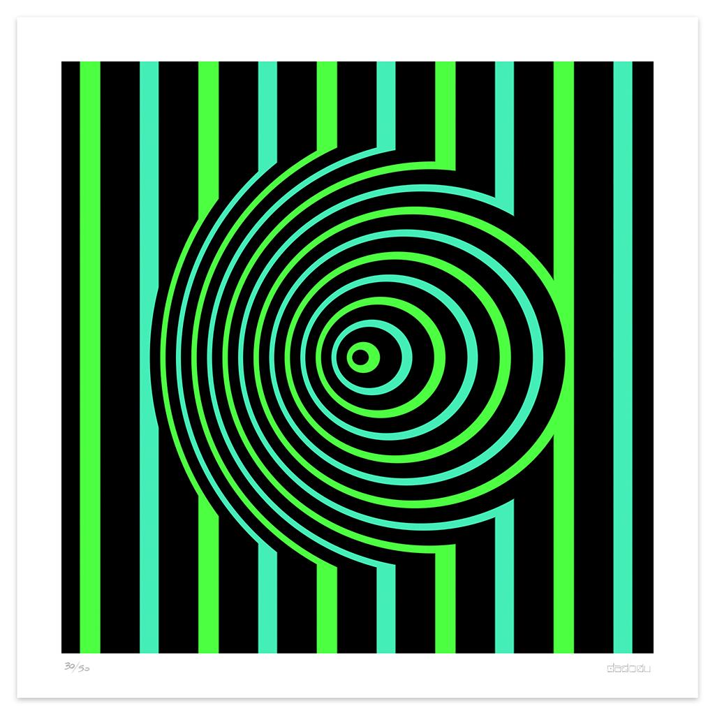 Villa Pisani  is an incredible  giclée print realized by the contemporary artist Dadodu  in 2008.

This original artwork represents green and black hypnotic lines.

Hand-signed on the lower right corner "Dadodu" and numbered on the lower left.