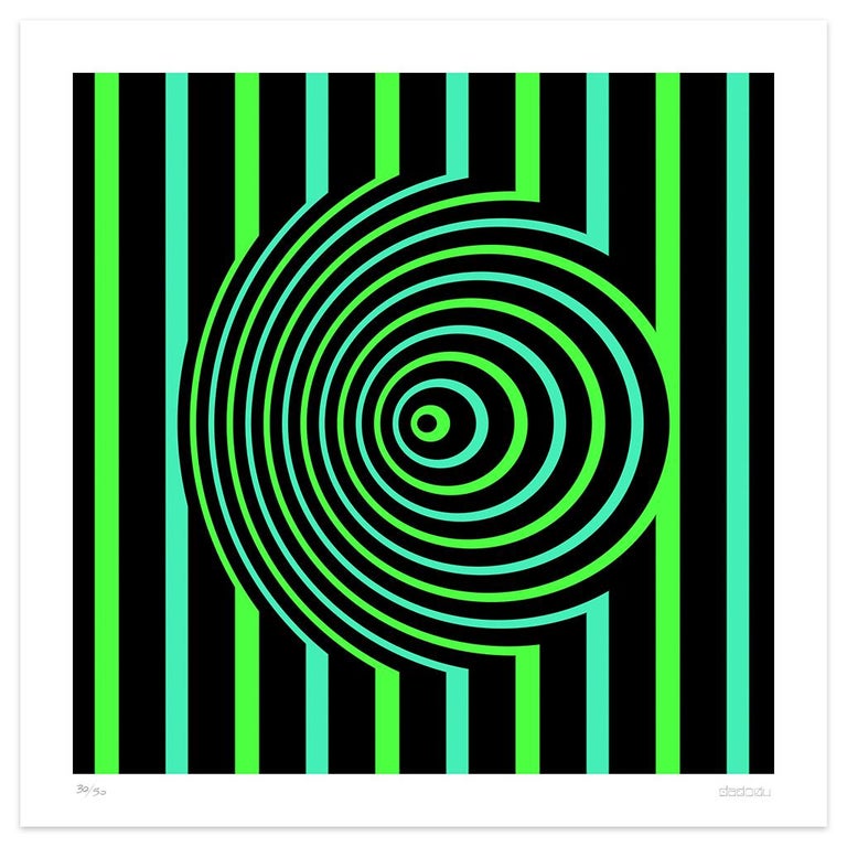 Villa Pisani  is an incredible  giclée print realized by the contemporary artist Dadodu  in 2008.

This original artwork represents green and black hypnotic lines.

Hand-signed on the lower right corner "Dadodu" and numbered on the lower left.