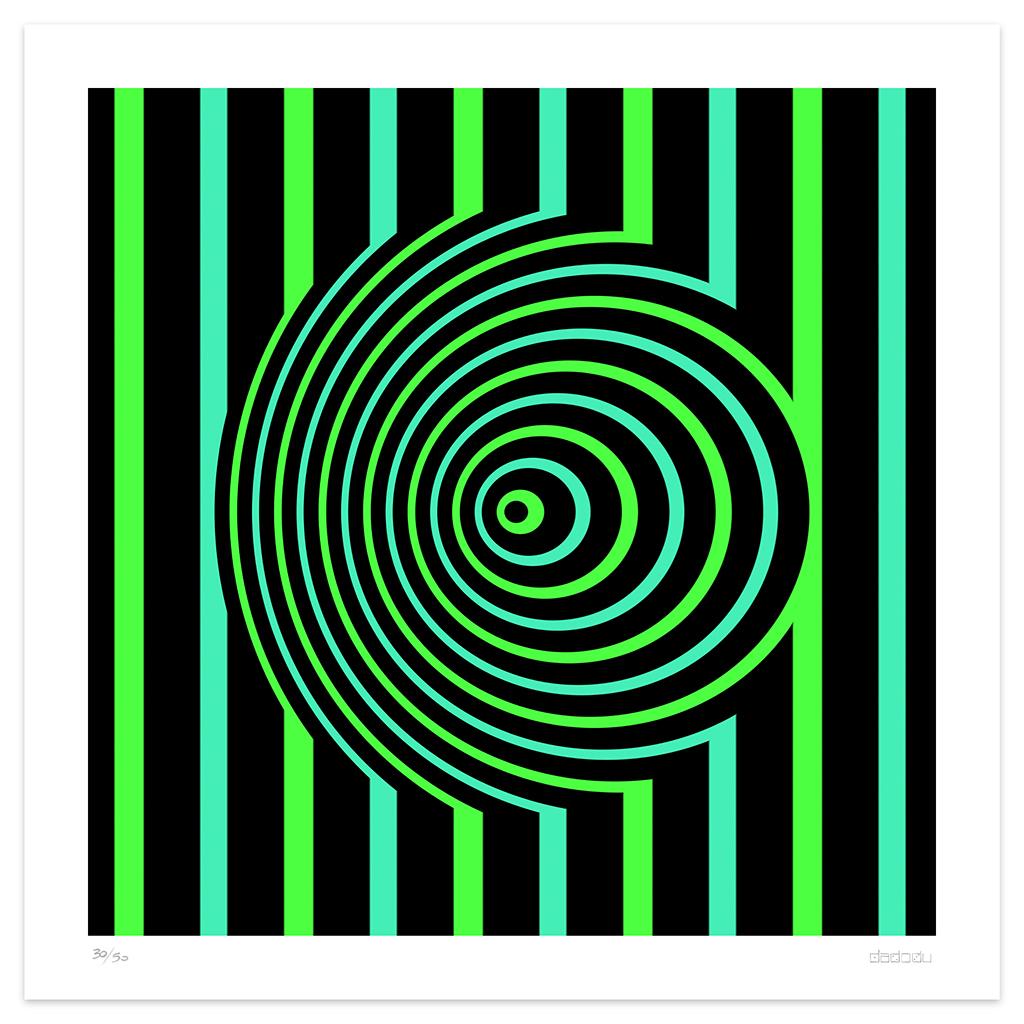 Dimensioni dell'immagine 70 x 70 cm.

Villa Pisani è un'incredibile stampa giclée realizzata dall'artista contemporaneo Dadodu nel 2008.

Questa opera d'arte originale rappresenta linee ipnotiche verdi e nere.

Firmato a mano in basso a destra