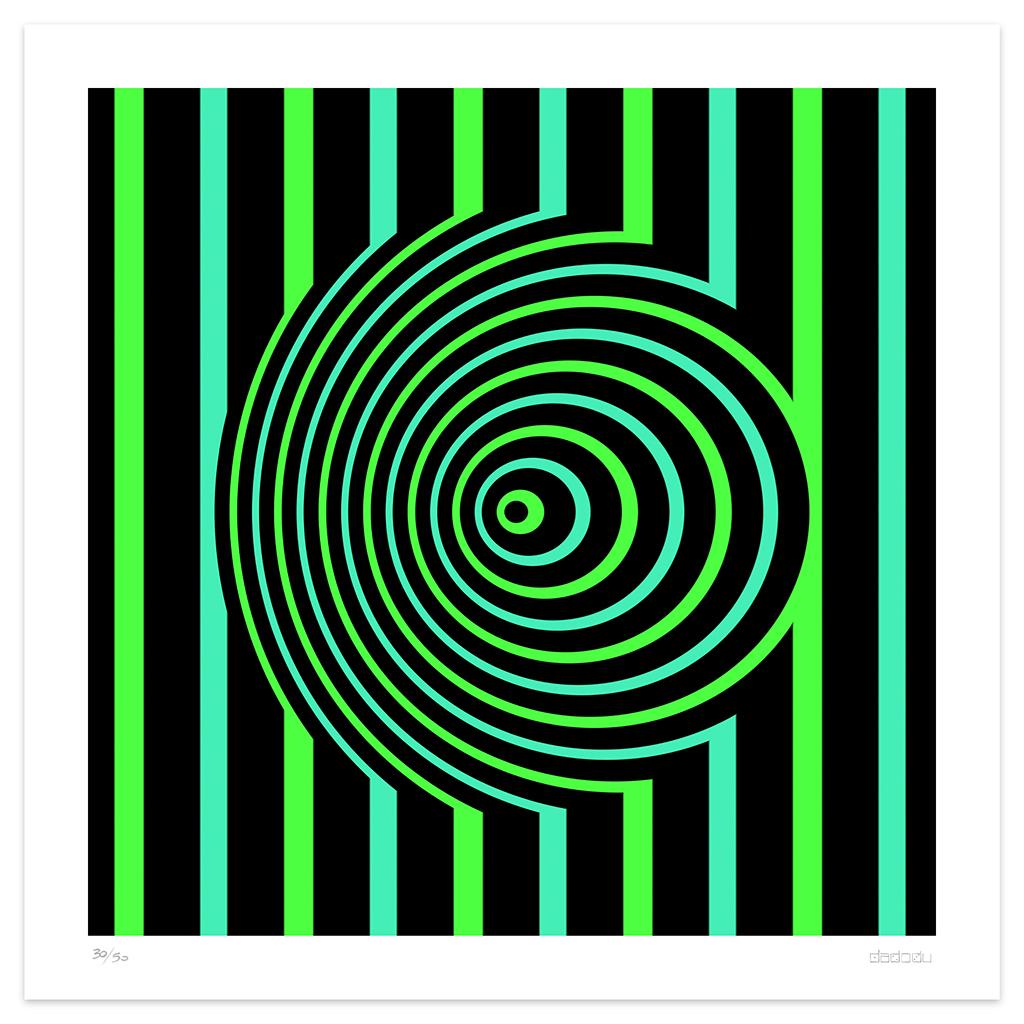 Dimensions de l'image 70 x 70 cm.

Villa Pisani est une incroyable impression giclée réalisée par l'artiste contemporain Dadodu en 2008.

Cette œuvre d'art originale représente des lignes hypnotiques vertes et noires.

Signé à la main en bas à