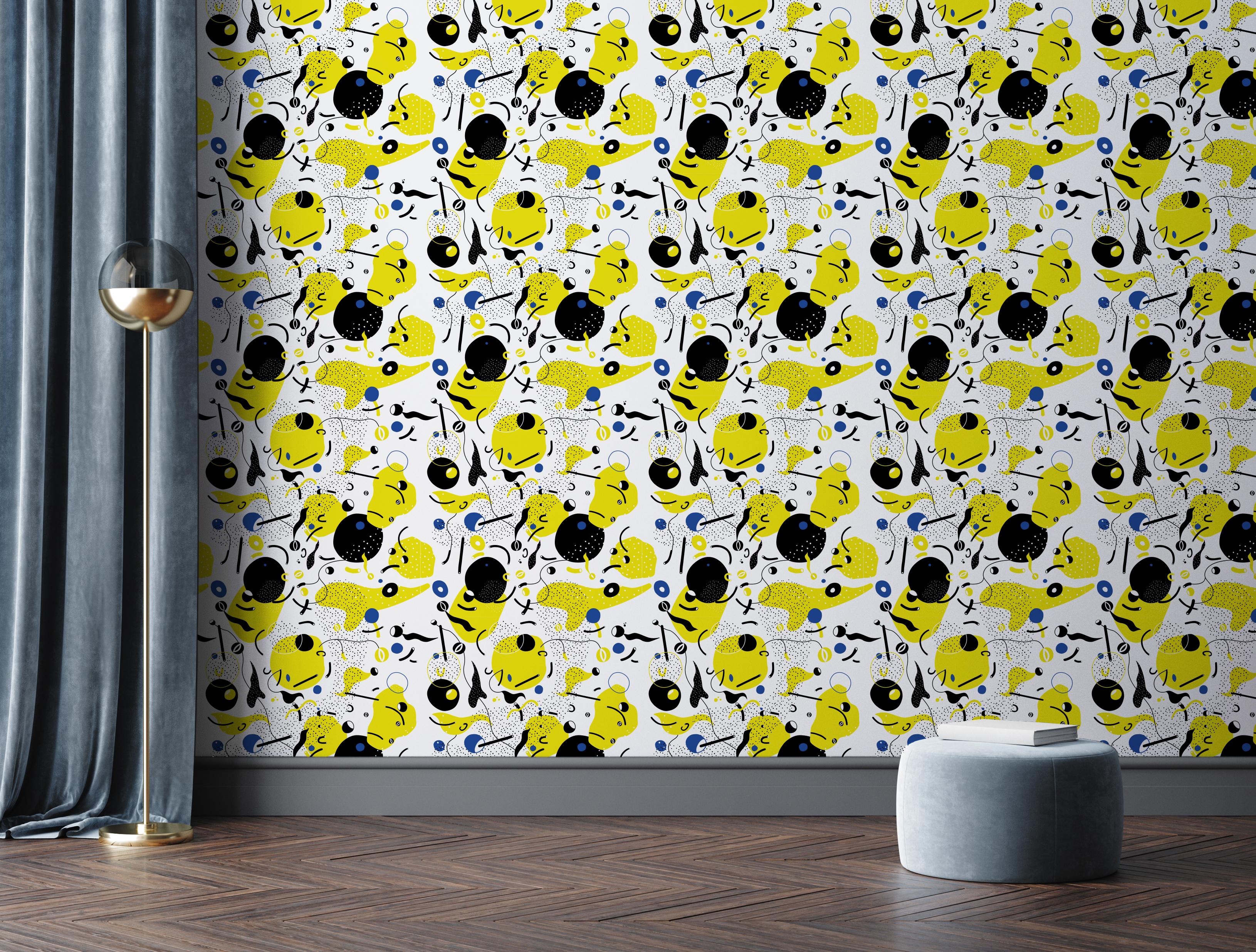 Contemporary Daedalus - custom mural wallpaper (4 color proposals) For Sale