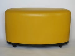 Daffodil Yellow Leather Pouf Ottoman