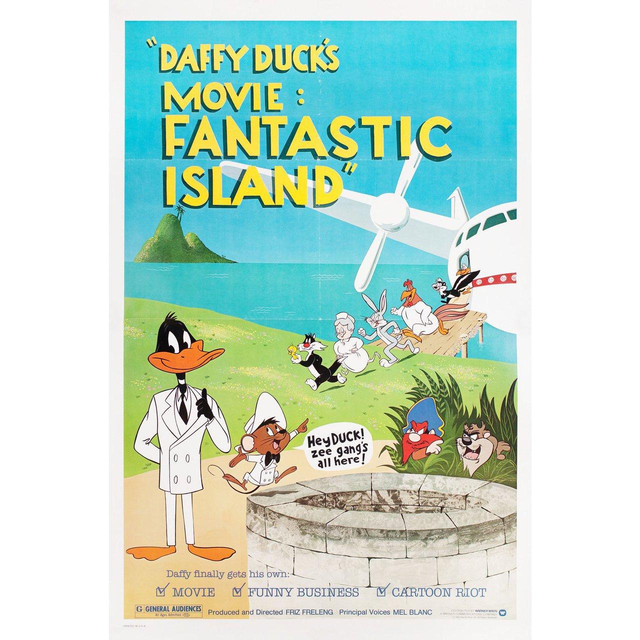 Original 1983 U.S. one sheet poster for the film Daffy Duck's Movie: Fantastic Island directed by Phil Monroe / Friz Freleng / Chuck Jones / Robert McKimson with Mel Blanc / June Foray / Les Tremayne. Very Good-Fine condition, folded. Many original