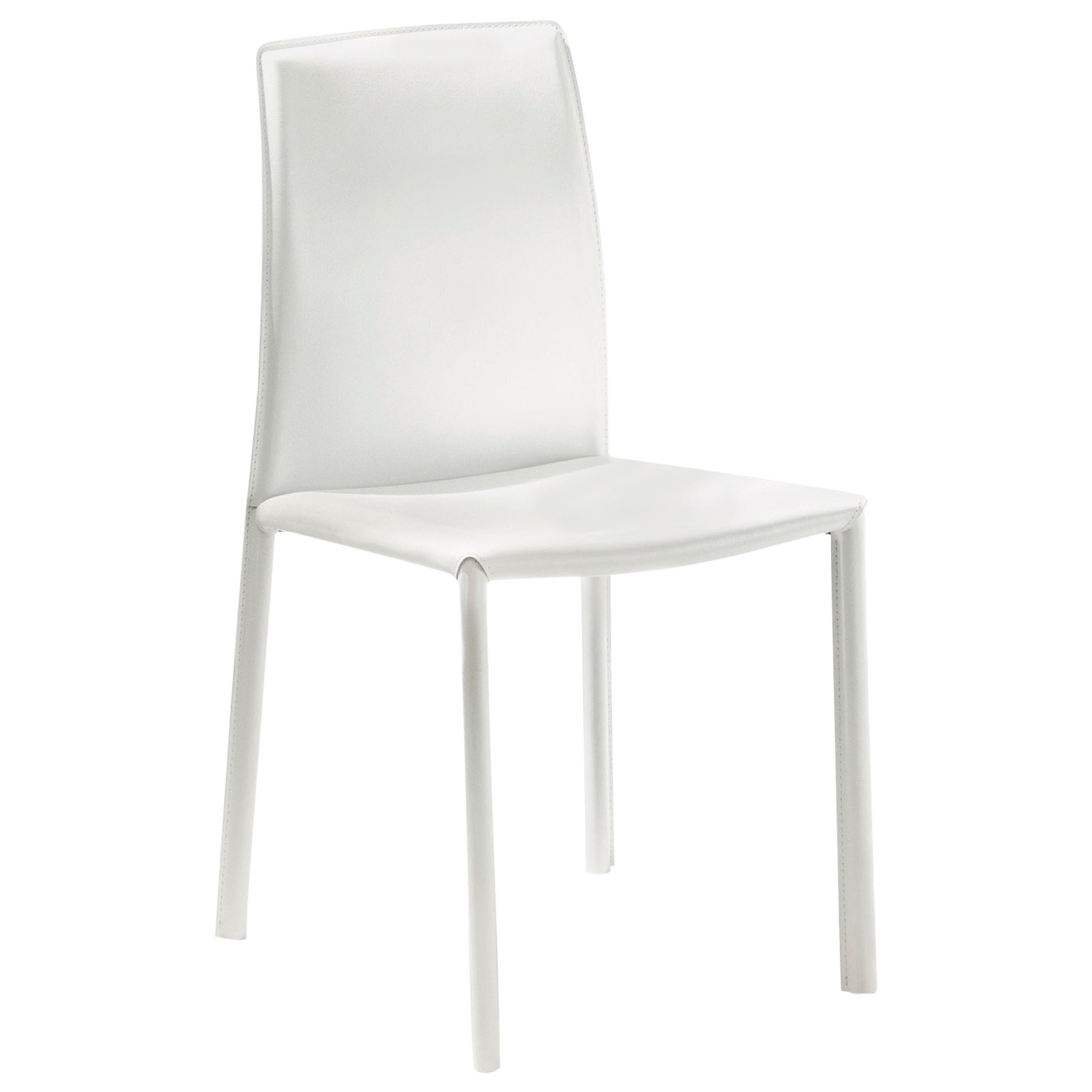 Dafne Chair in White Metal and Leather by Studio Tecnico Pacini & Cappellini For Sale