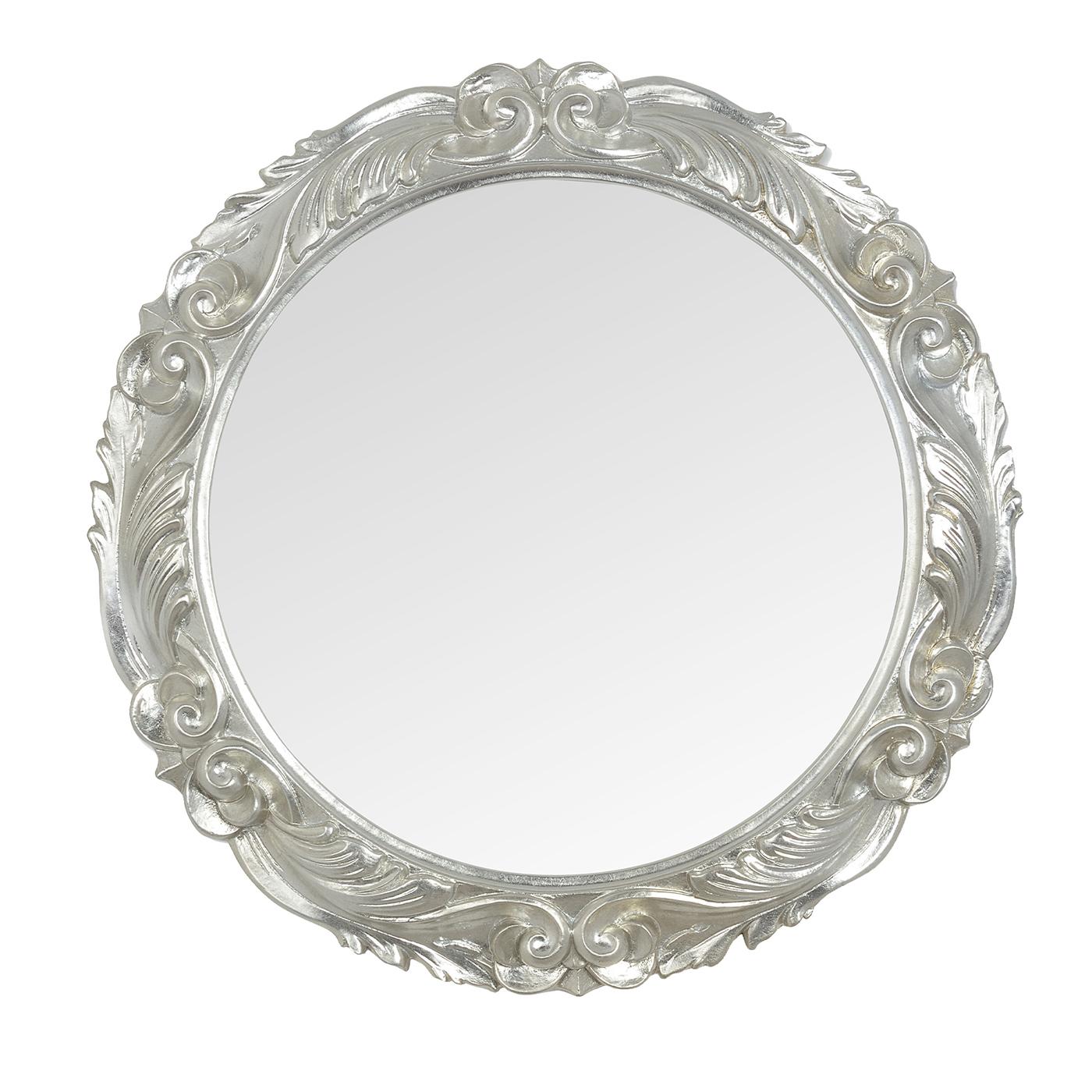 Wood Dafne Circular Silver Wall Mirror by Mo.Wa For Sale