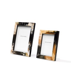 Dafne Picture Frame in Corno Italiano and Glossy Black Lacquered Wood, Mod. 873