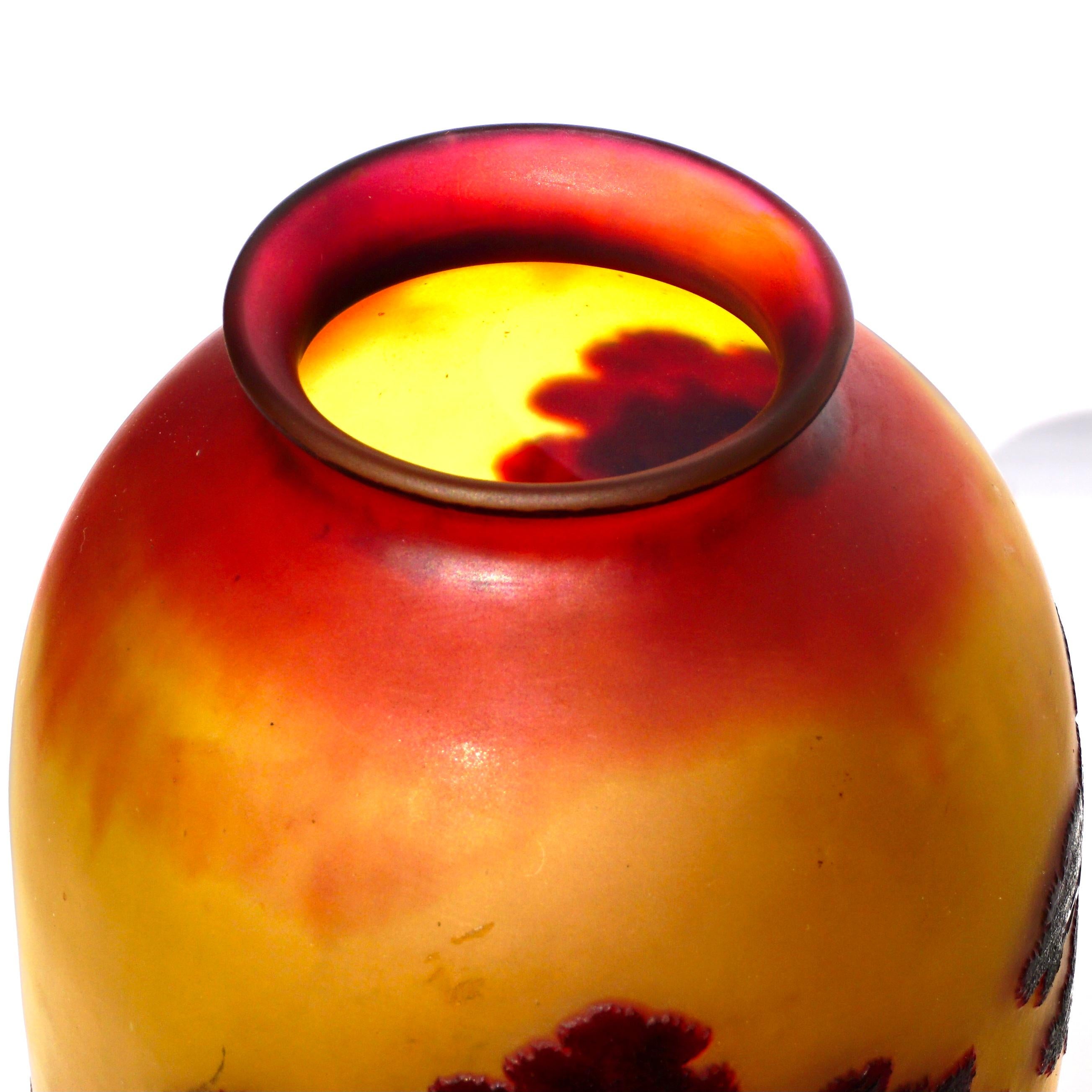 Art Glass D’Agental Art Nouveau Scenic Cameo Vase