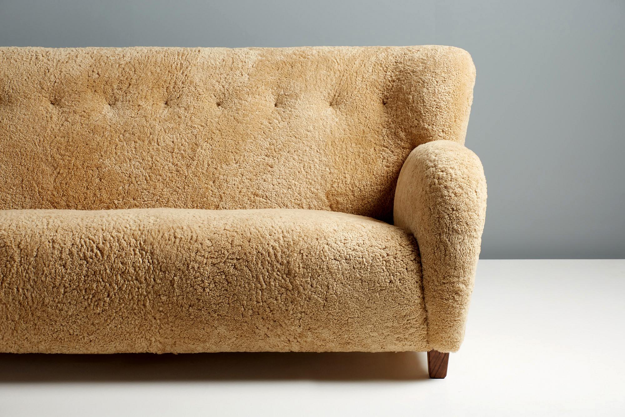 Danish Dagmar Custom Made Karu Sheepskin Sofa For Sale