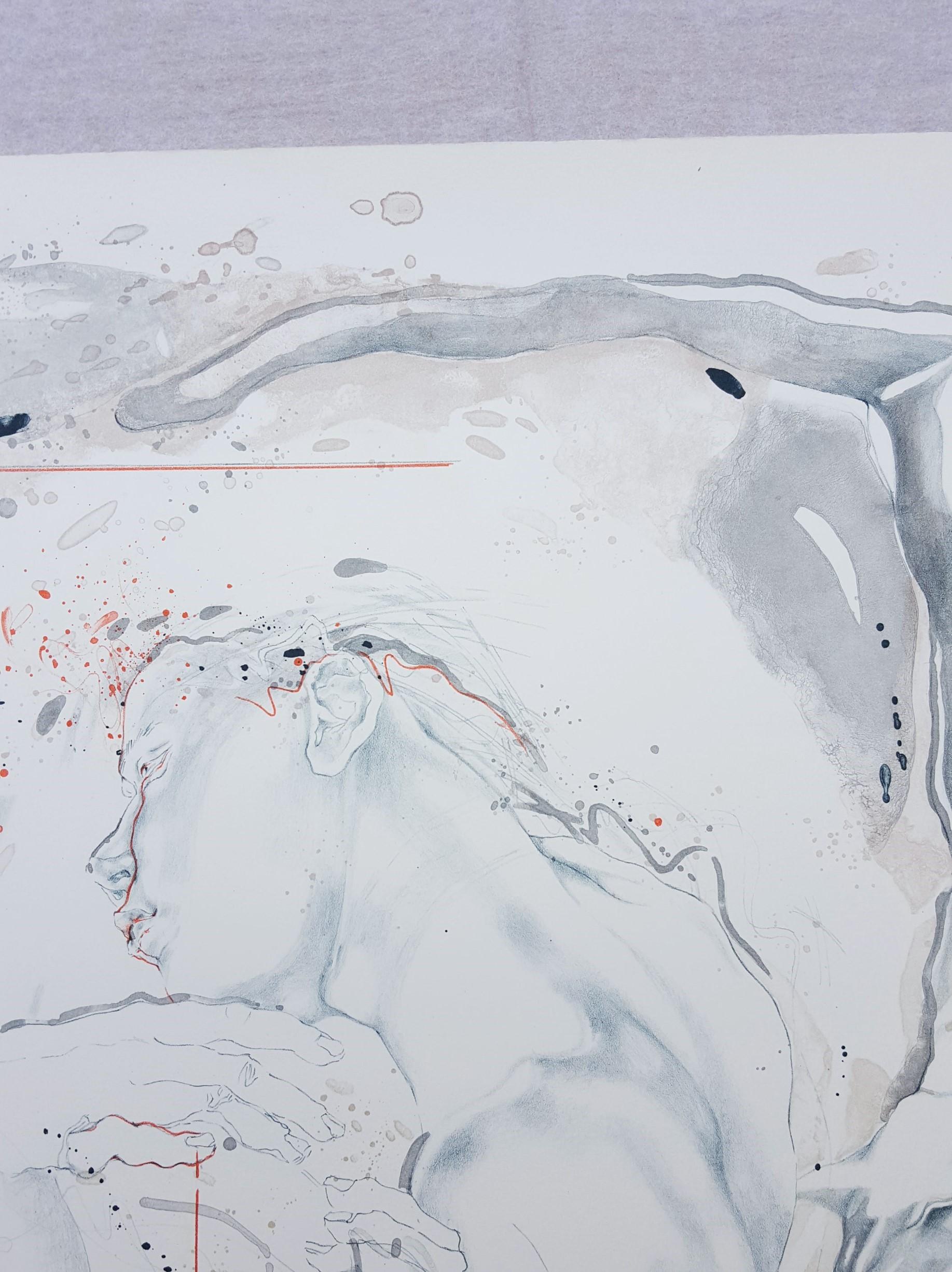 Akt III mit Porträt /// Zeitgenössische Künstlerin Katze Figurative Kunst Moderne im Angebot 4