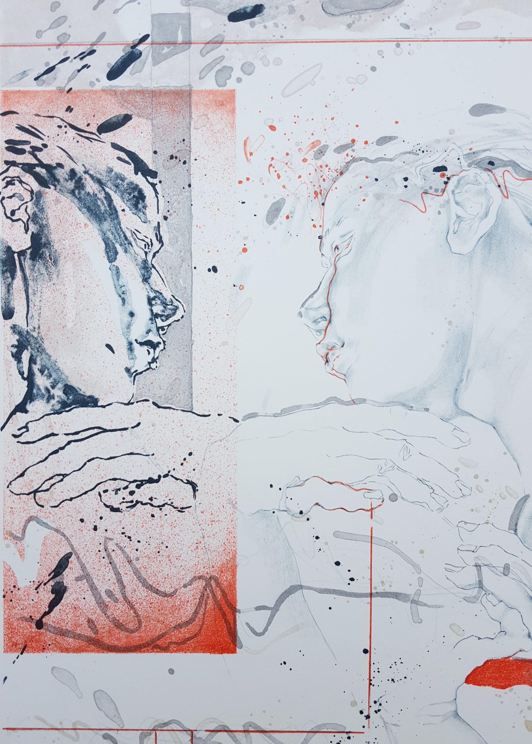 Atto III con ritratto /// Artista donna contemporanea Gatto Arte Figurativa Moderna in vendita 5