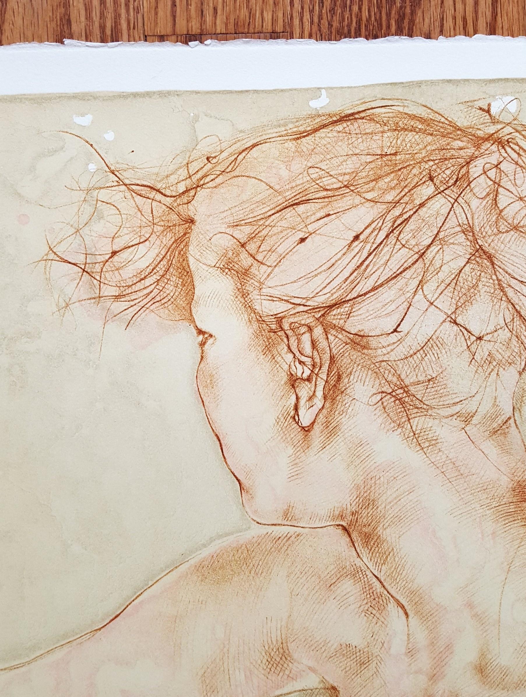 Erde /// Zeitgenössische Künstlerin Akt Frau Figurative Lithographie Moderne Kunst im Angebot 1